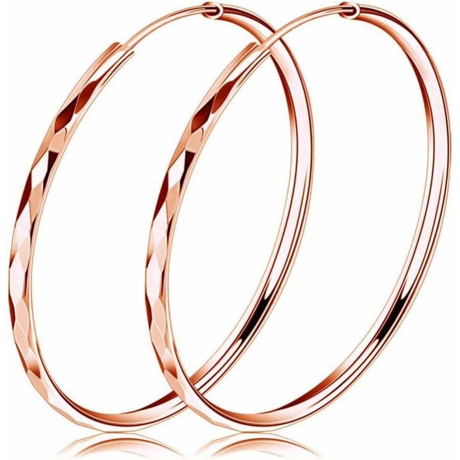Paar Creolen Creolen Silber 925 Damen Klapp 50mm Rose Gold 40mm