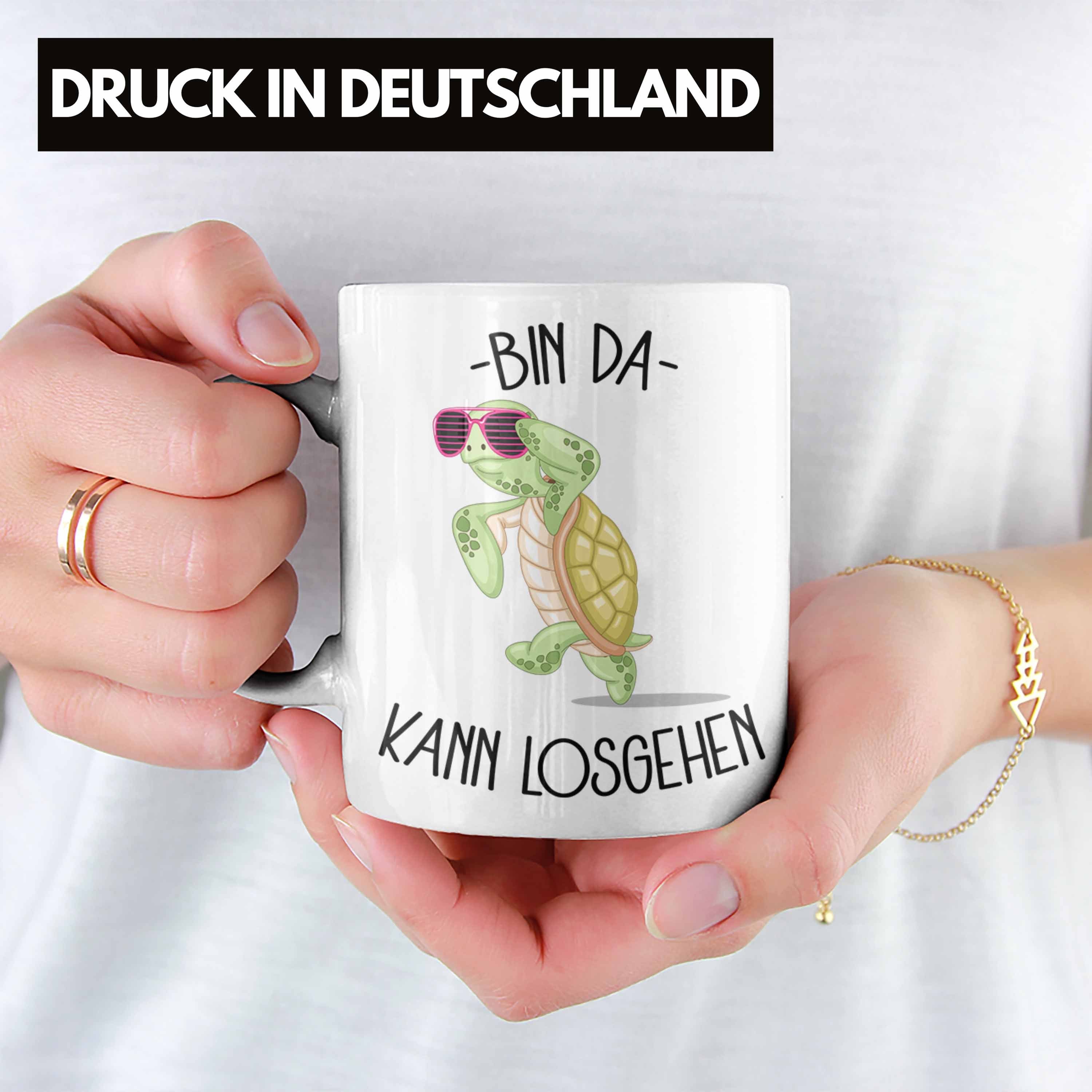 Trendation Tasse Schildkröte Bin Da Kann Losgehen Tasse Becher Lustiges Statement Motiv