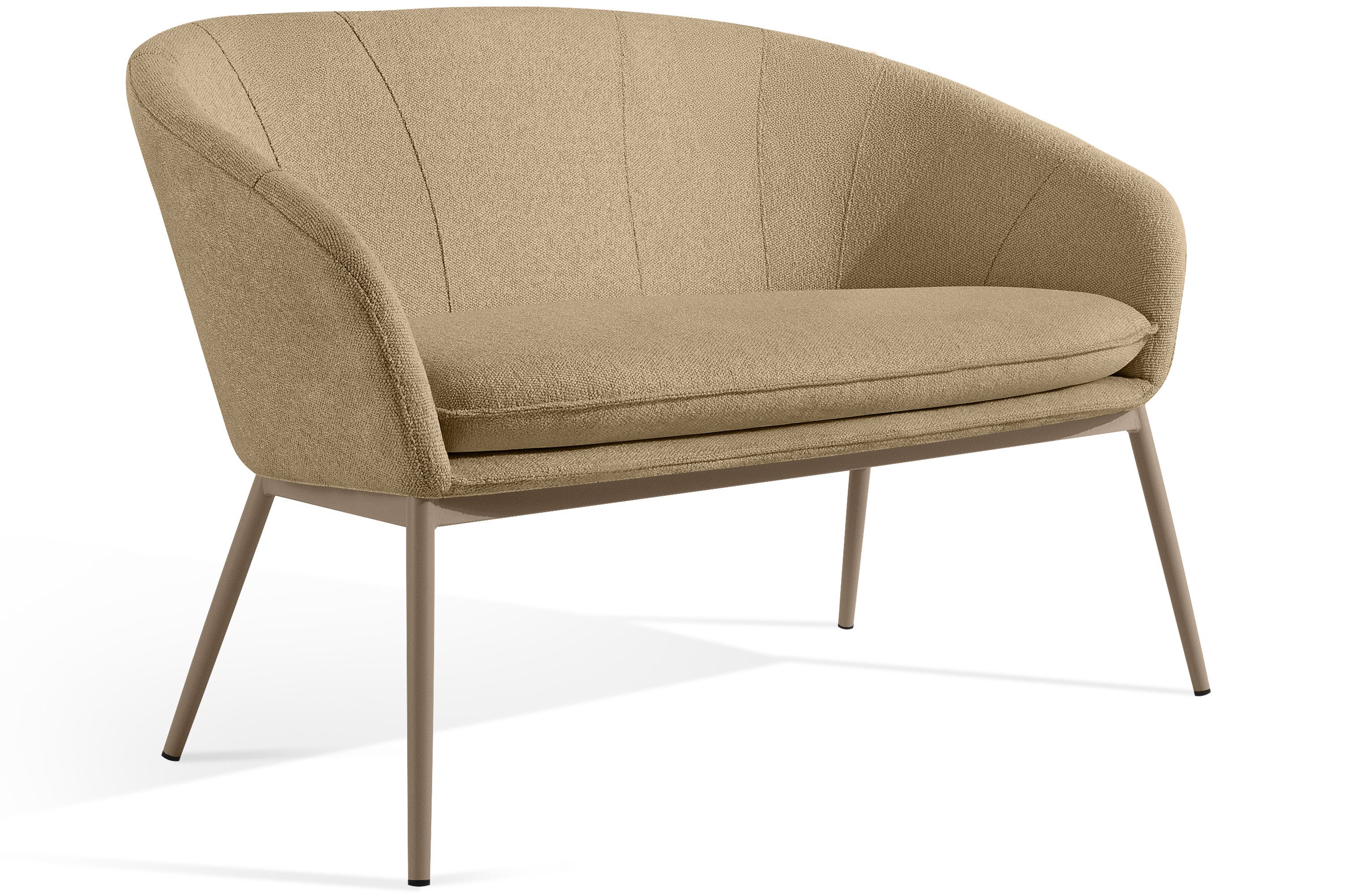KONSIMO® Loungesofa SOLIS Gartensofa, Gartenmöbel, Sofa 2-Sitzer, hergestellt in der EU, (B) 118 cm (H) 76 cm (T) 66 cm, wasserabweisender Stoff, Modern, weiß Gestell
