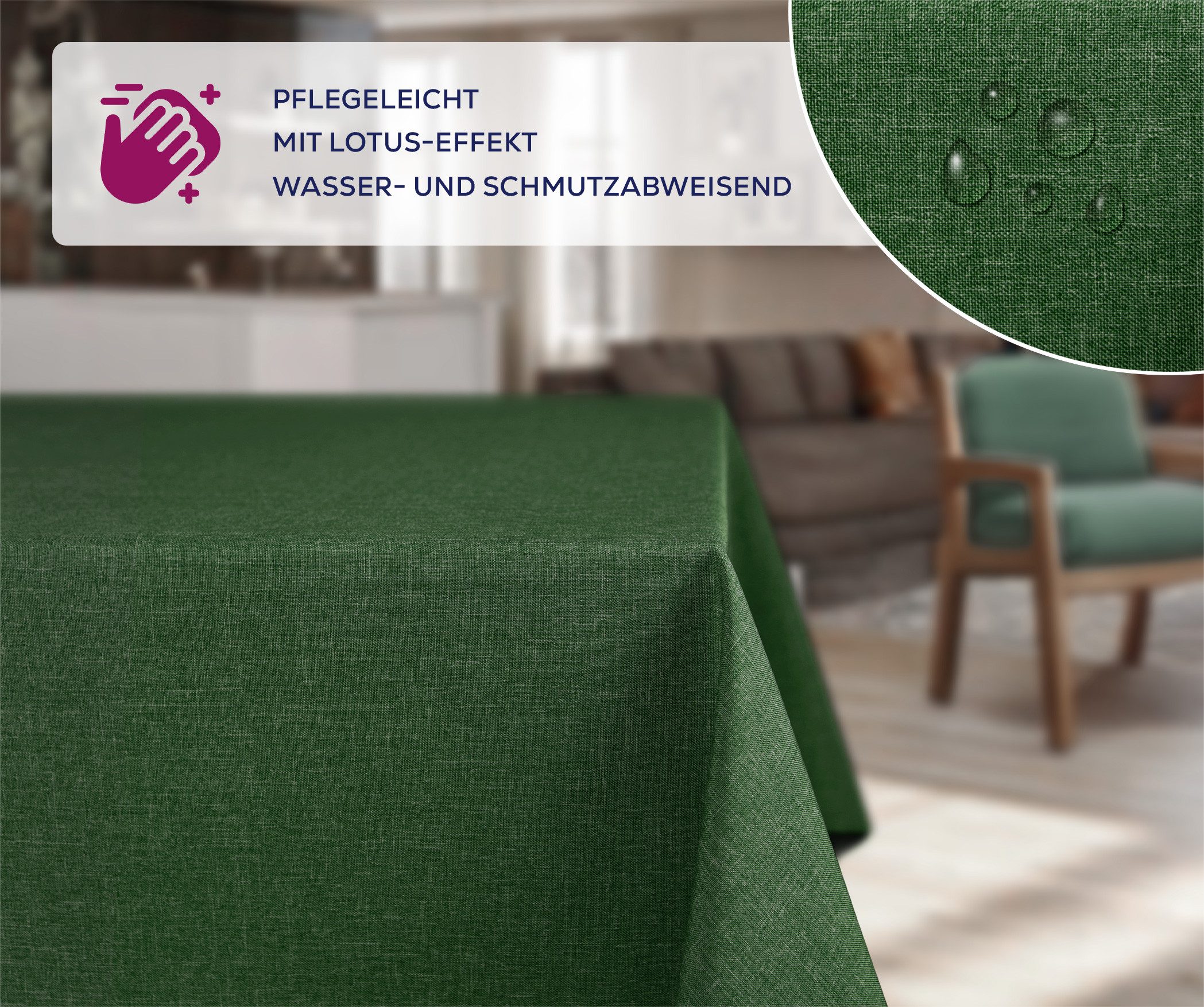 Beautex Tischdecke Fleckenabweisende bügelfreie Tischdecke mit Lotuseffekt, Leinenoptik (1-tlg)