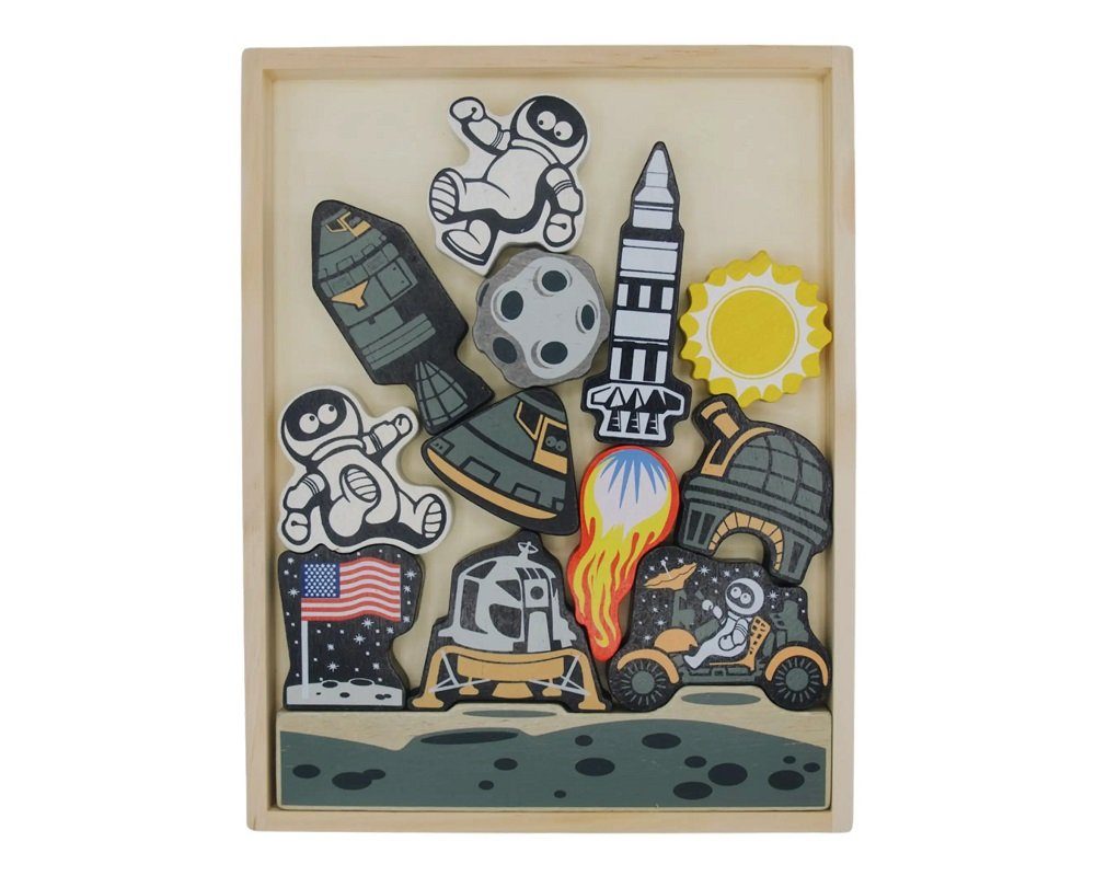 LK Trend & Style Puzzle Holz Weltraum Stapel oder Balancier oder Geschicklichkeitsspiel, 12 Puzzleteile, wertvolles Holzspielzeug ohne Plastik ohne Batterie