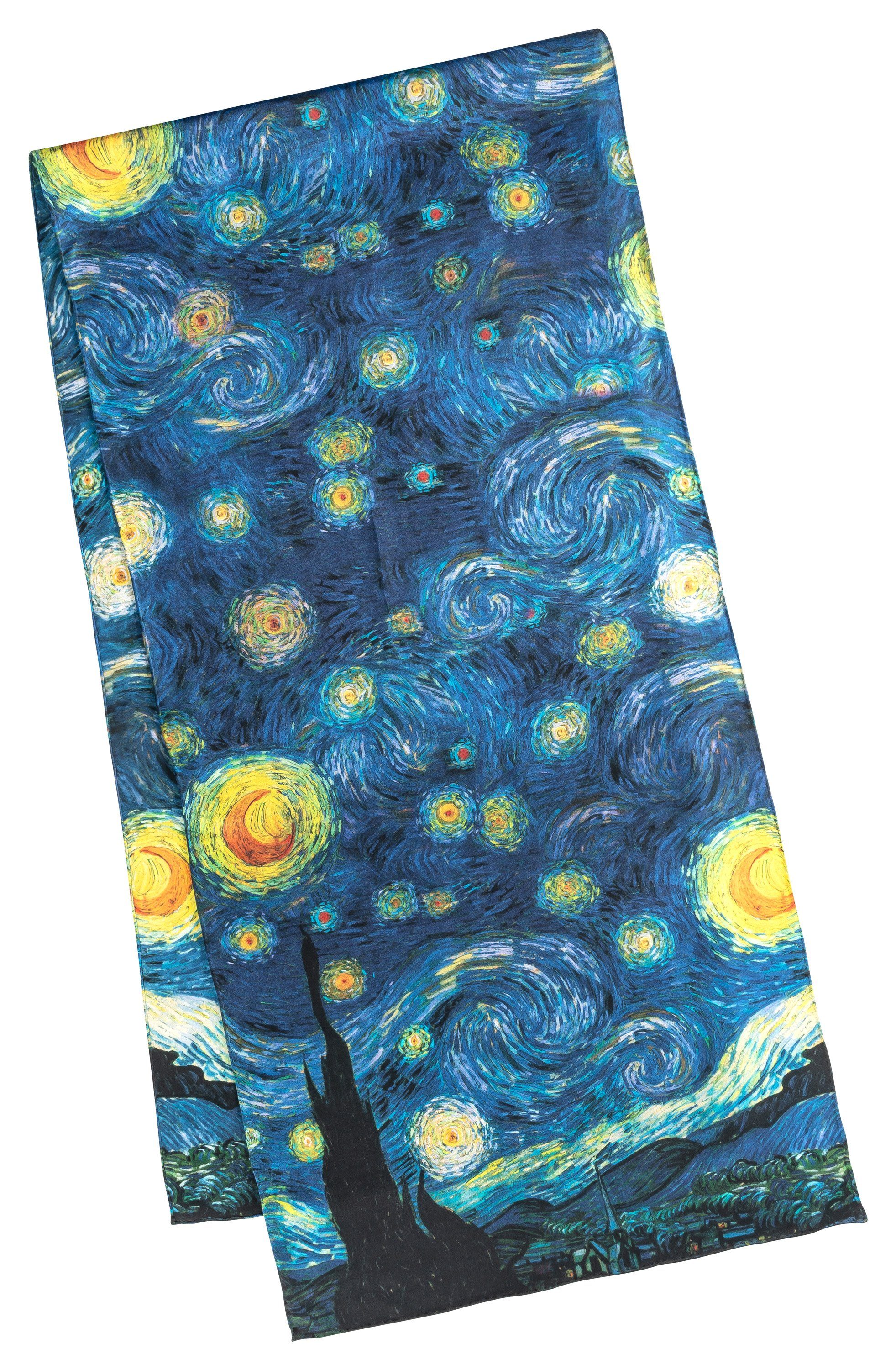 Schal x Vincent reine Gogh Seidenschal Lilienfeld von 172 Seide Kunst Sternennacht cm, 42 Motiv van Seide