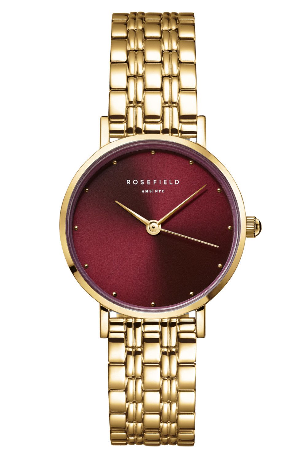 ROSEFIELD Quarzuhr The Small Edit Goldfarben/Burgunderrot günstig online kaufen