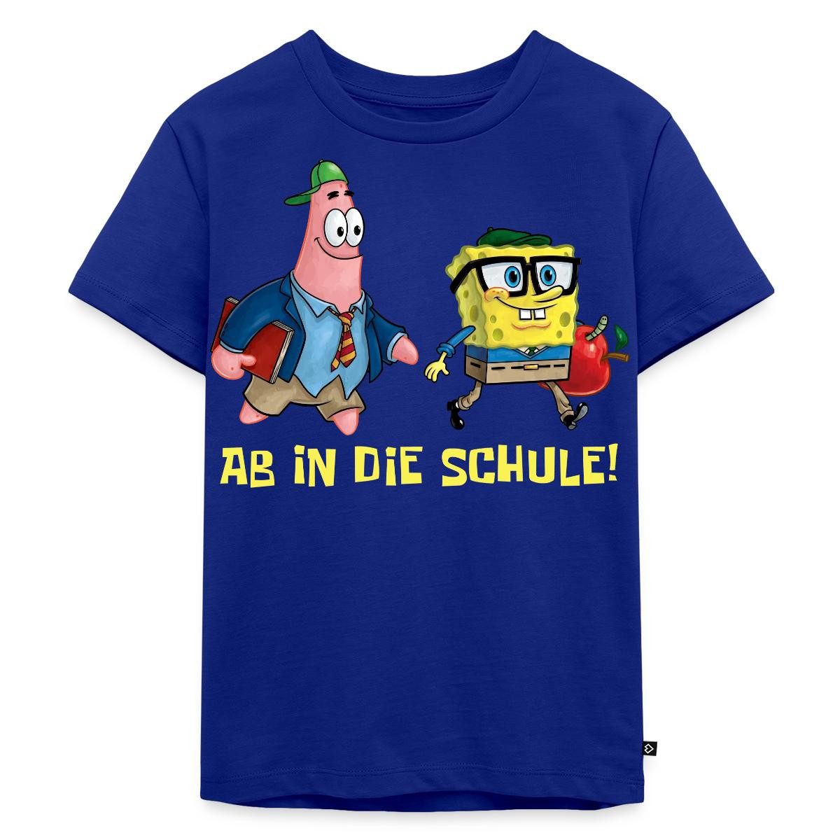 Spreadshirt T-Shirt Spongebob Schwammkopf Mit Patrick Ab In Die Schule Kinder Premium T-Sh (1-tlg)