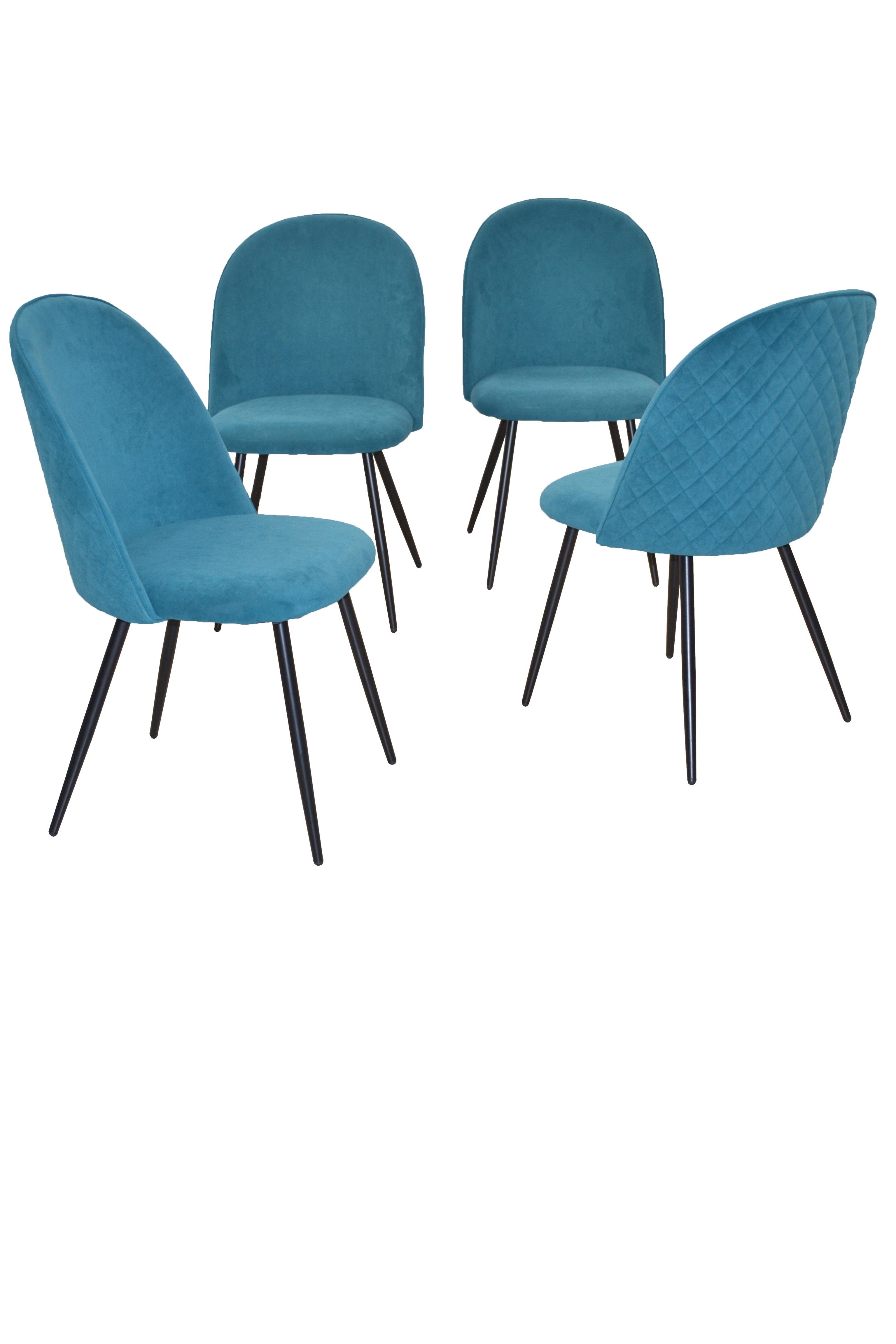 moebel-direkt-online Stühlen) Nala, (Esstisch Essgruppe 4 5tlg. petrol (Spar-Set, ausziehbar Set mit