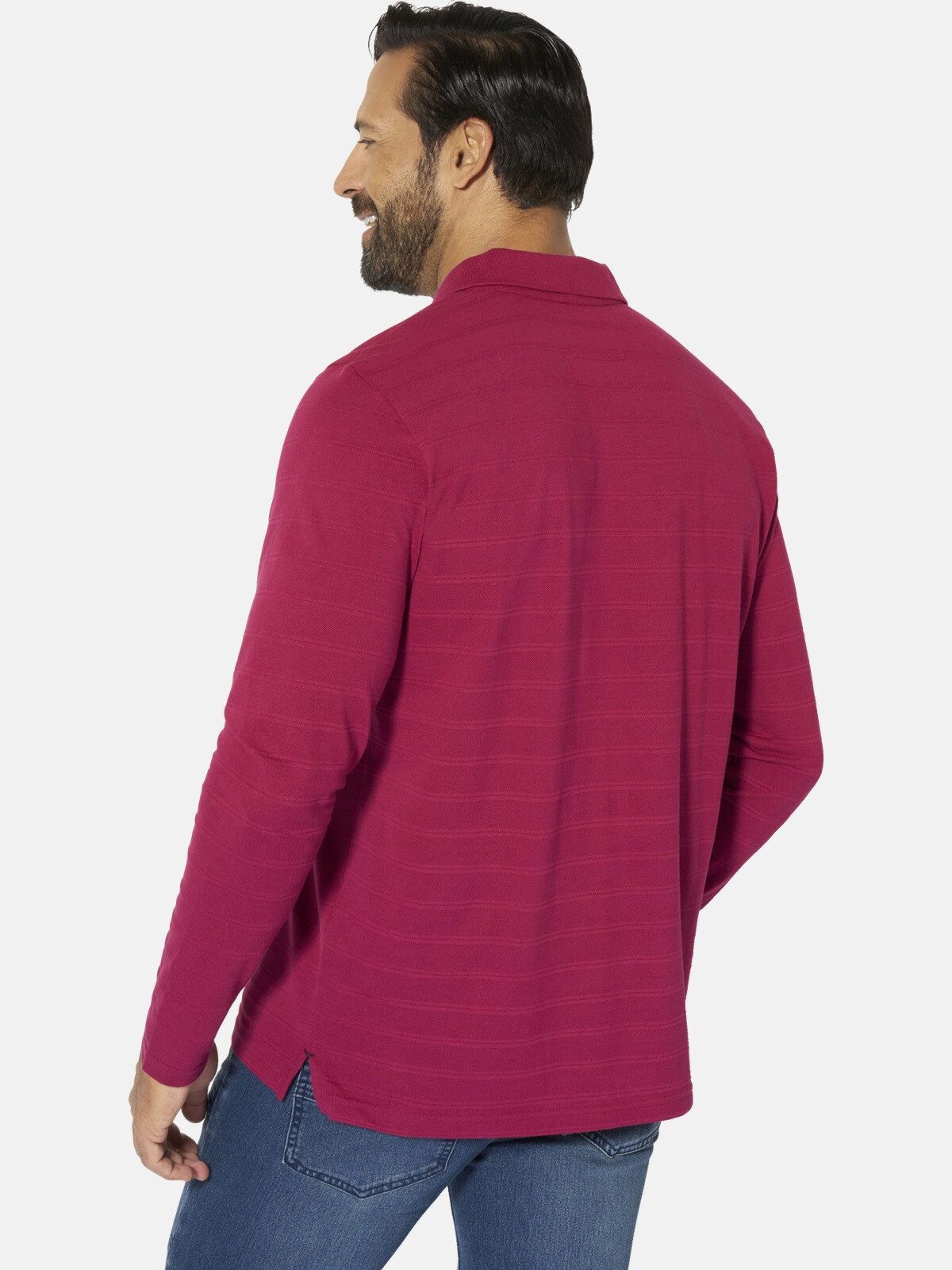 Jan Vanderstorm Langarm-Poloshirt MAKSE mit nordischem Print