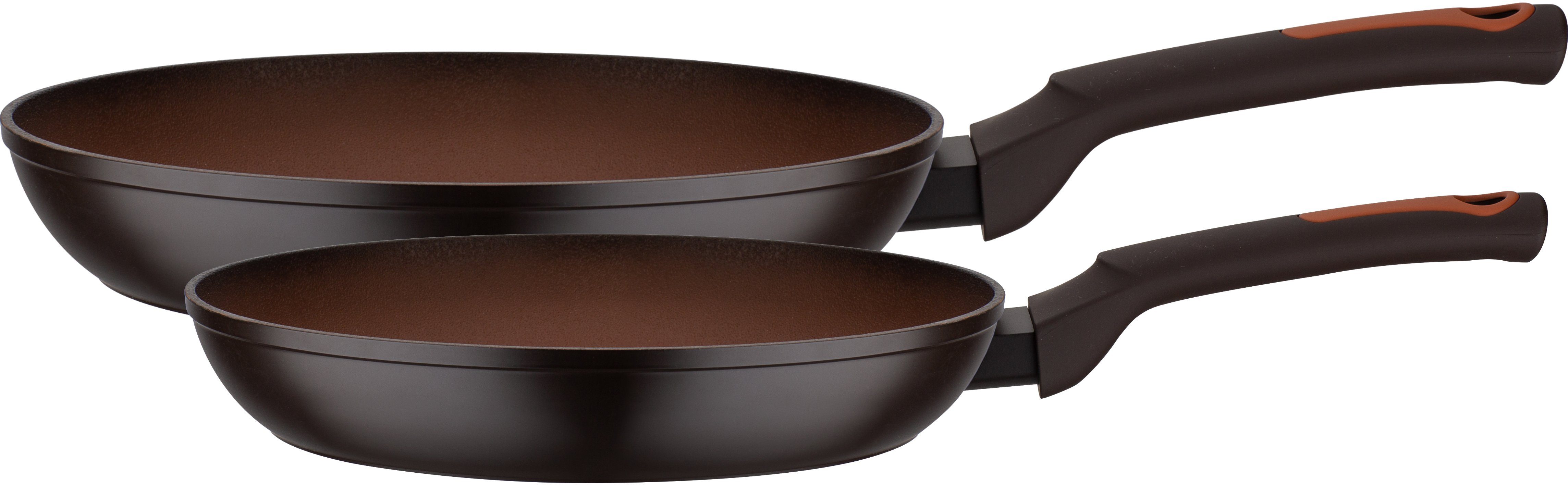 GSW Pfannen-Set Terra, Aluminium (Set, 2-tlg., je 1 Bratpfanne Ø 24/28 cm, H: 4,5/5,0 cm, - 1,5/2,1 l), Induktion