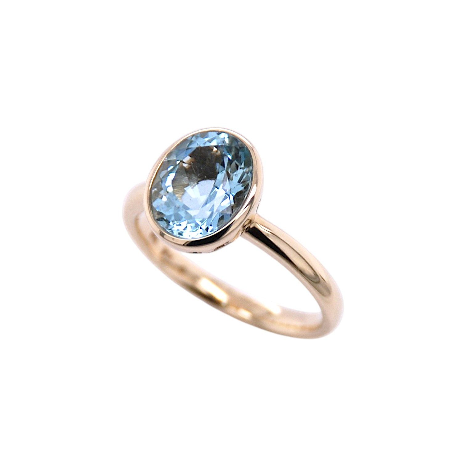 Sogni d'oro Solitärring mit Santa Maria Aquamarin, Gelbgold 375