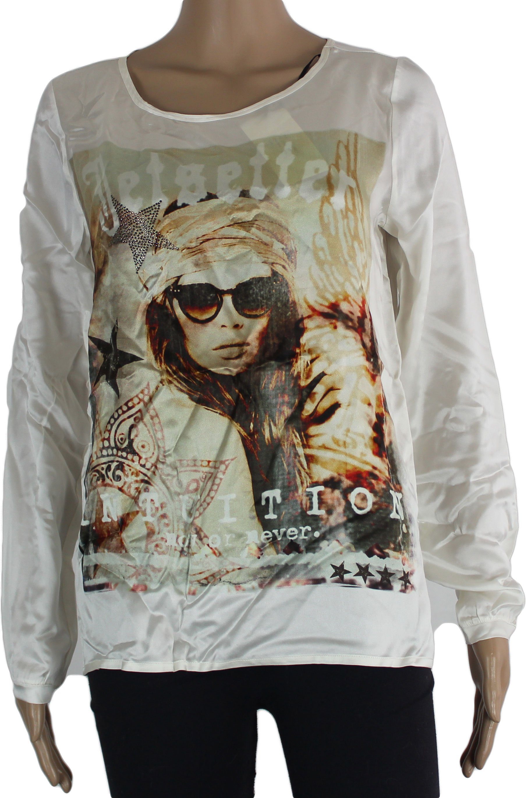 Grace Fashion Print-Shirt Jetsetter Seide,Lockerer Schnitt,Oversize,Front-Print