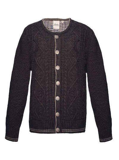 FUCHS Trachtenstrickjacke Strickjacke Herren Albert anthrazit (1-tlg) anthrazit