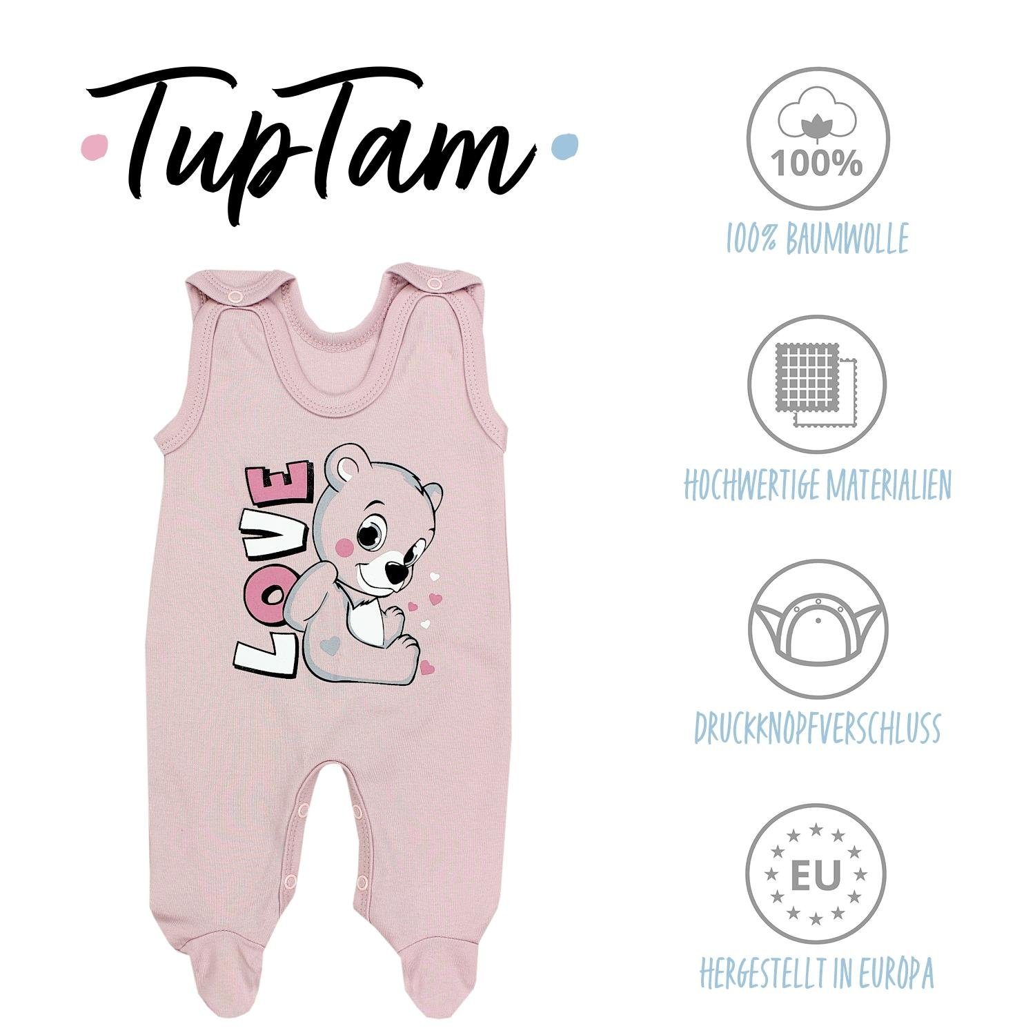 Blümchen Aufdruck Everyday Love Herzen TupTam Rosa Pink Love Unisex TupTam mit Baby Puderrosa Spruch Weiß Strampler Pack Strampler (5-tlg) Bärchen 5er