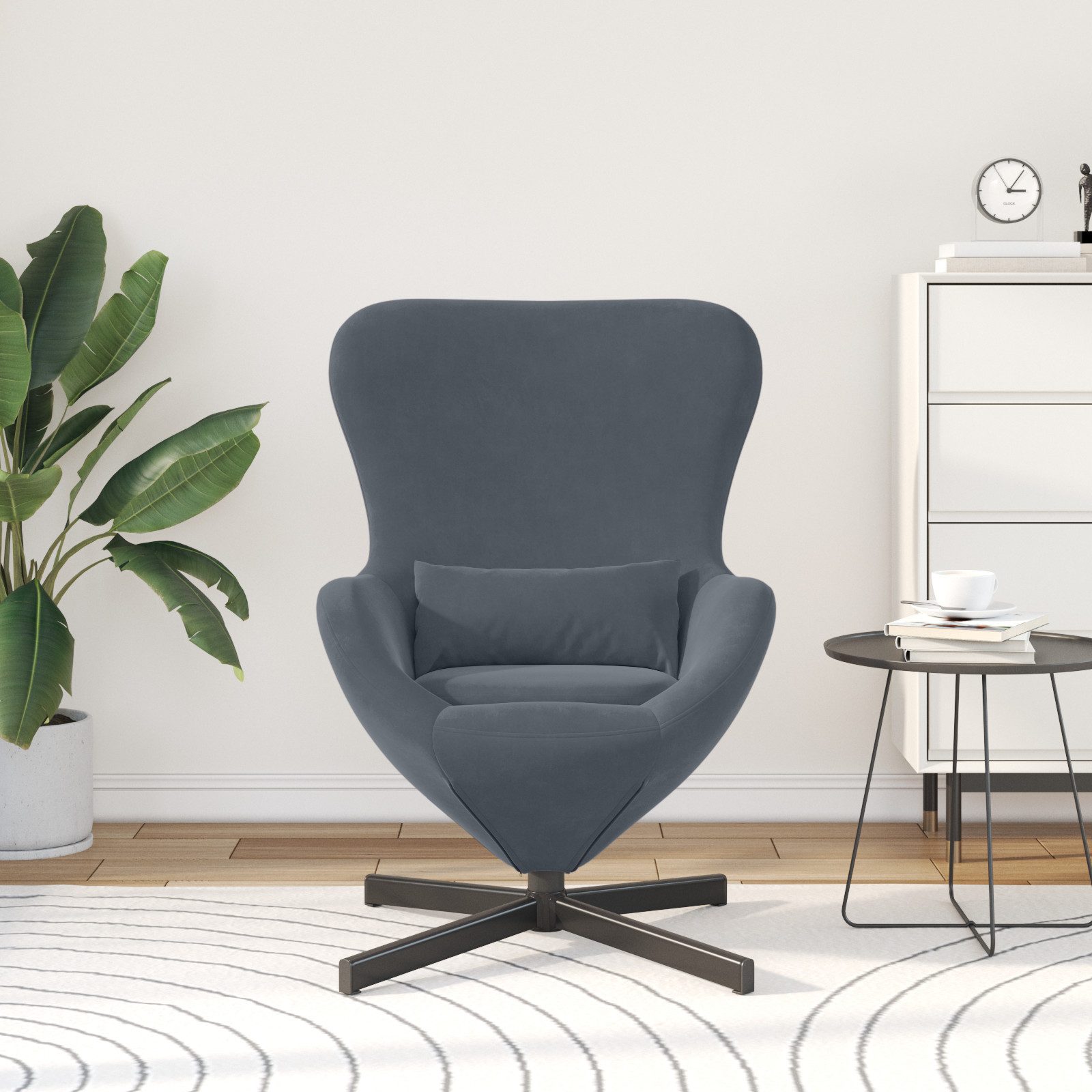vidaXL Sessel Ei-Stuhl Dunkelgrau Samt (1-St) günstig online kaufen