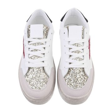 Ital-Design Damen Low-Top Freizeit Sneaker Flach Sneakers Low in Weiß