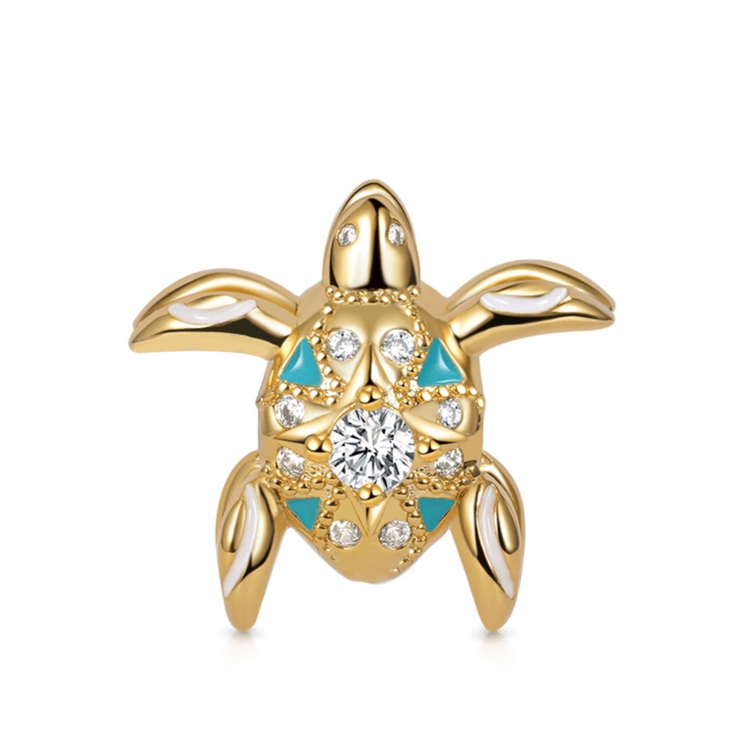 Gnoce Bead Gnoce Charm funkelnde Schildkröte ELC009 Silber vergoldet