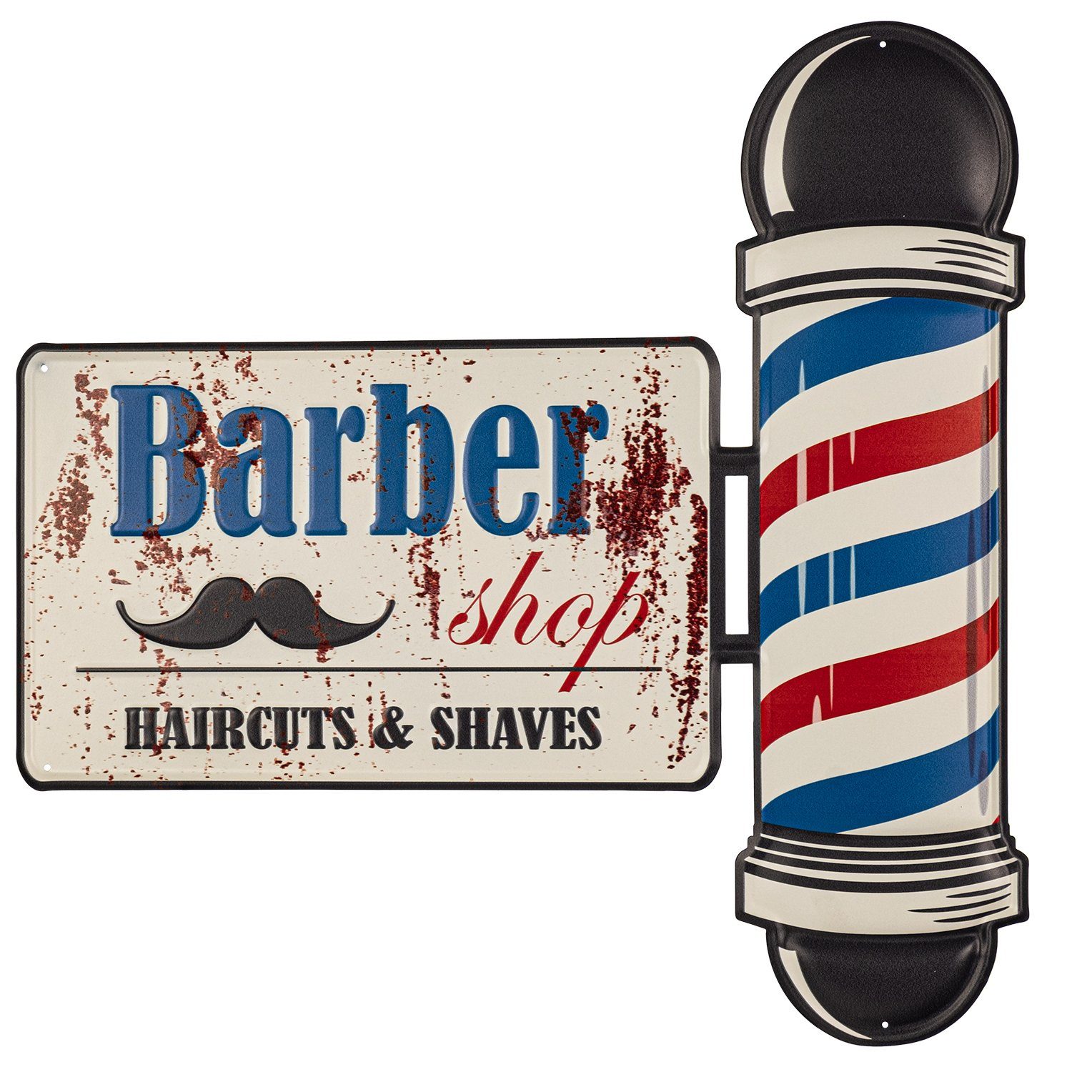 Moritz Metallschild Barber Shop Frisuer Haircut Shaves Salon, Vintage Retro Deko Schild Metallschild Wandbild Schild