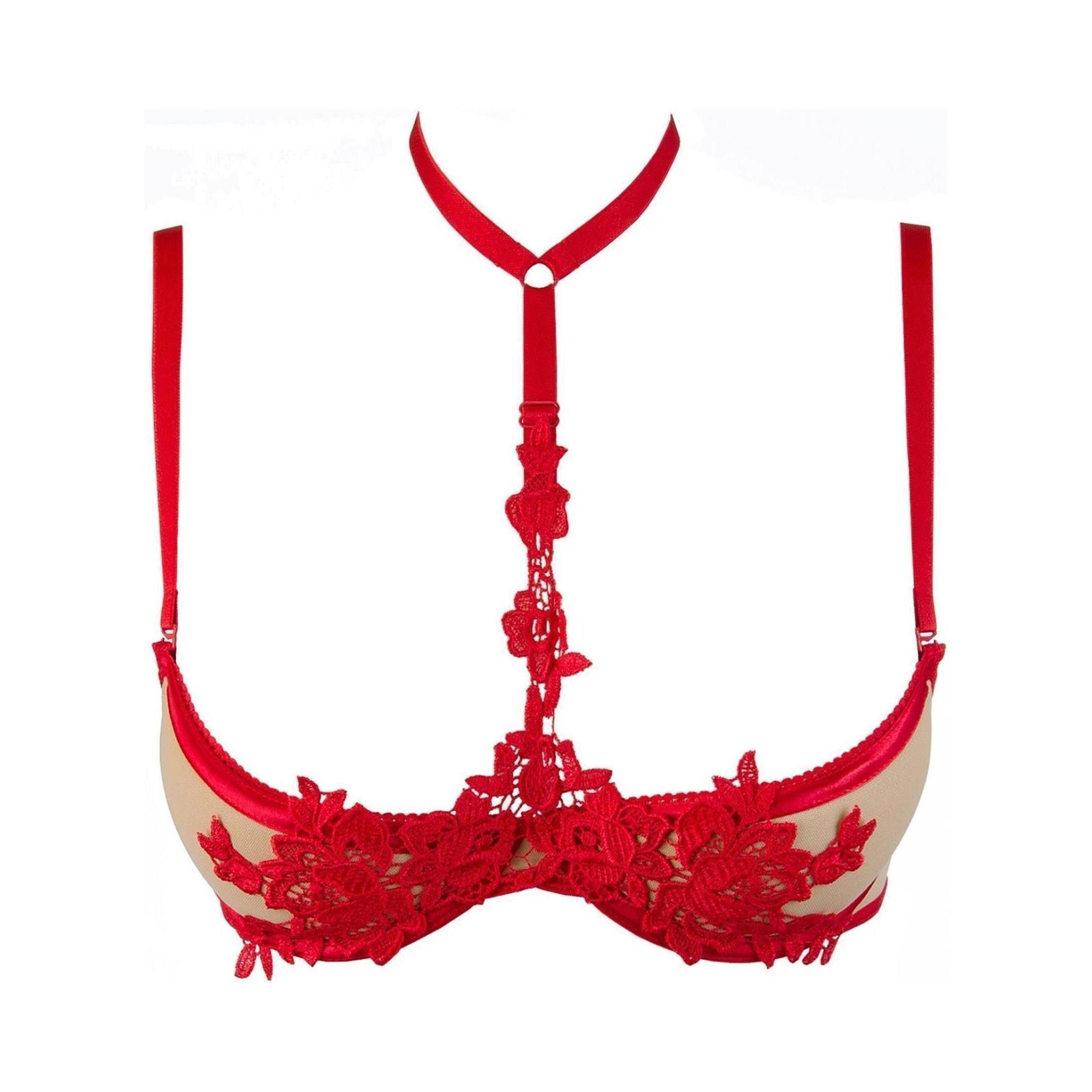 Axami Ouvert-BH V-9651 bra red with open cups - (L/XL,S/M,XSS)