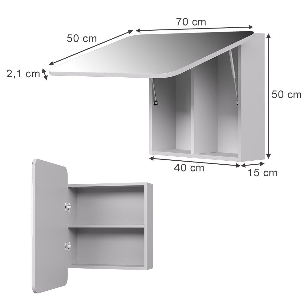 Vicco Badezimmerspiegelschrank Zino, Weiß, 70 x 50 cm mit Regalen günstig online kaufen