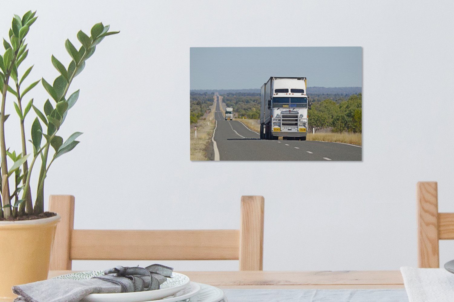 Aufhängefertig, sonnigen einem Wandbild Leinwandbilder, cm OneMillionCanvasses® an Wanddeko, St), Lastwagen Leinwandbild 30x20 (1 Tag,