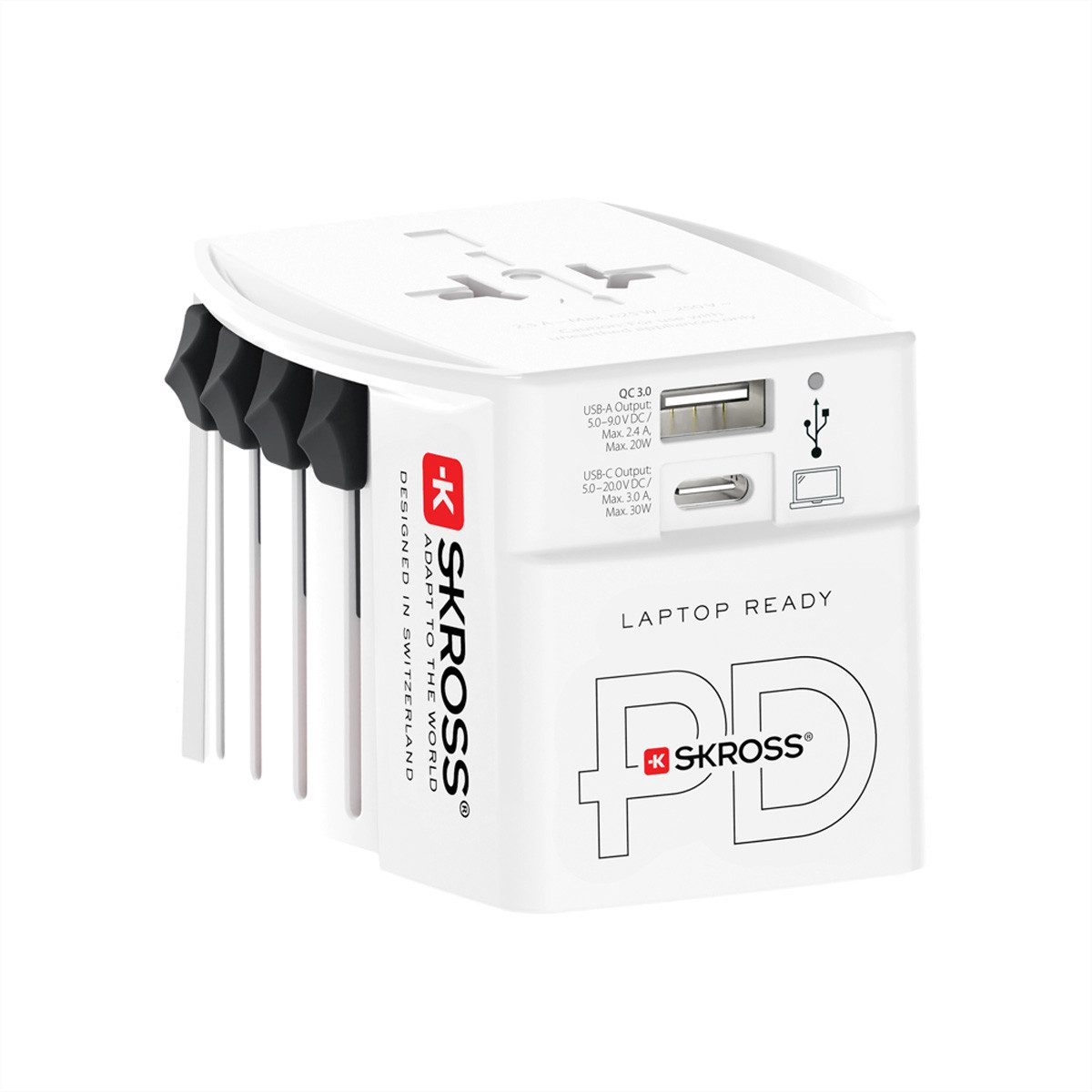 SKROSS MUV USB AC30PD White Retail Stromadapter, Weltweit