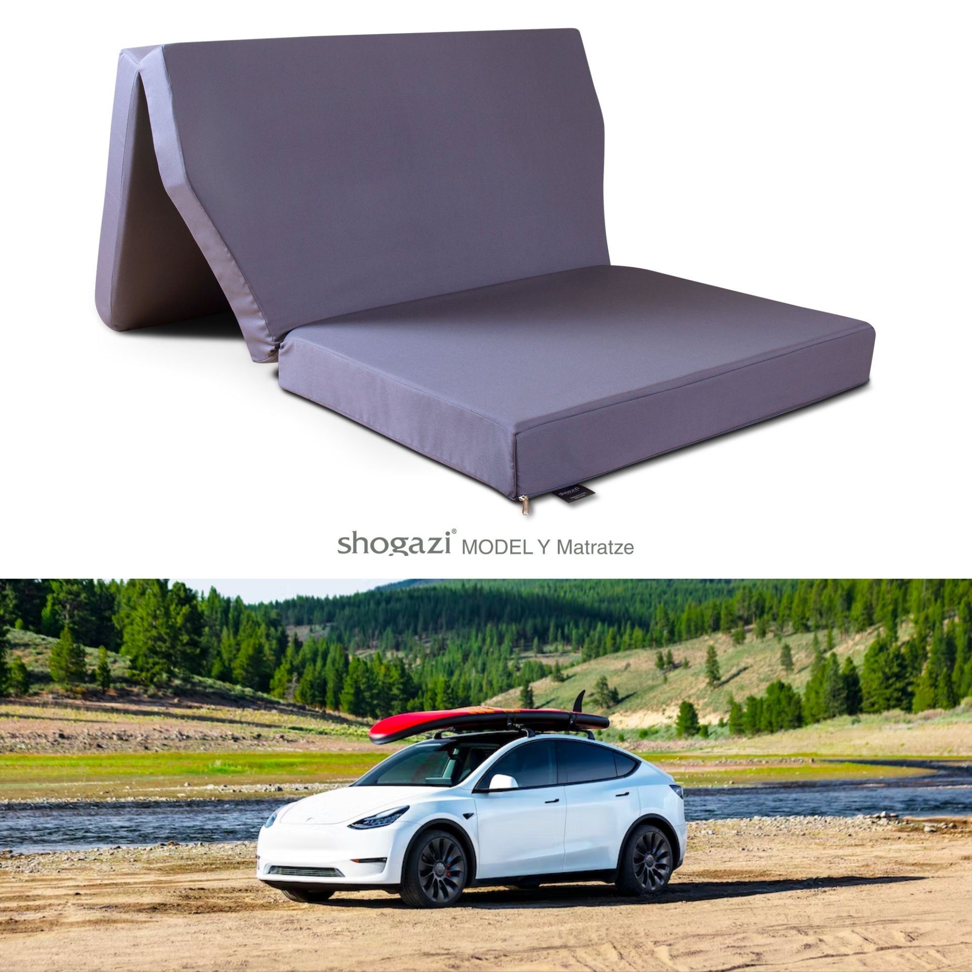 Klappmatratze Tesla Matratze Modell Y, Auto Camping Matratze, shogazi ®, 12  cm hoch, (Set), 3-teilig mit abnehmbarem Bezug, Maße: 120x200cm
