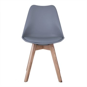 etc-shop Stuhl, Esszimmerstühle Eiche grau Schalenstühle 4er Set Küchenstühle