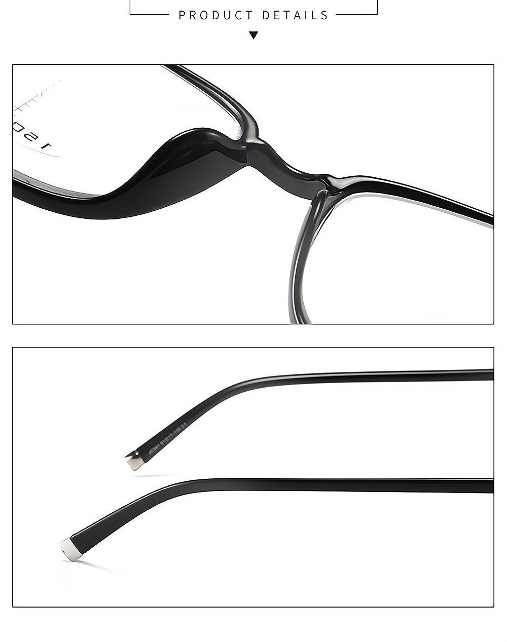 PACIEA Rahmen bedruckte presbyopische Mode schwarz Lesebrille blaue Gläser anti