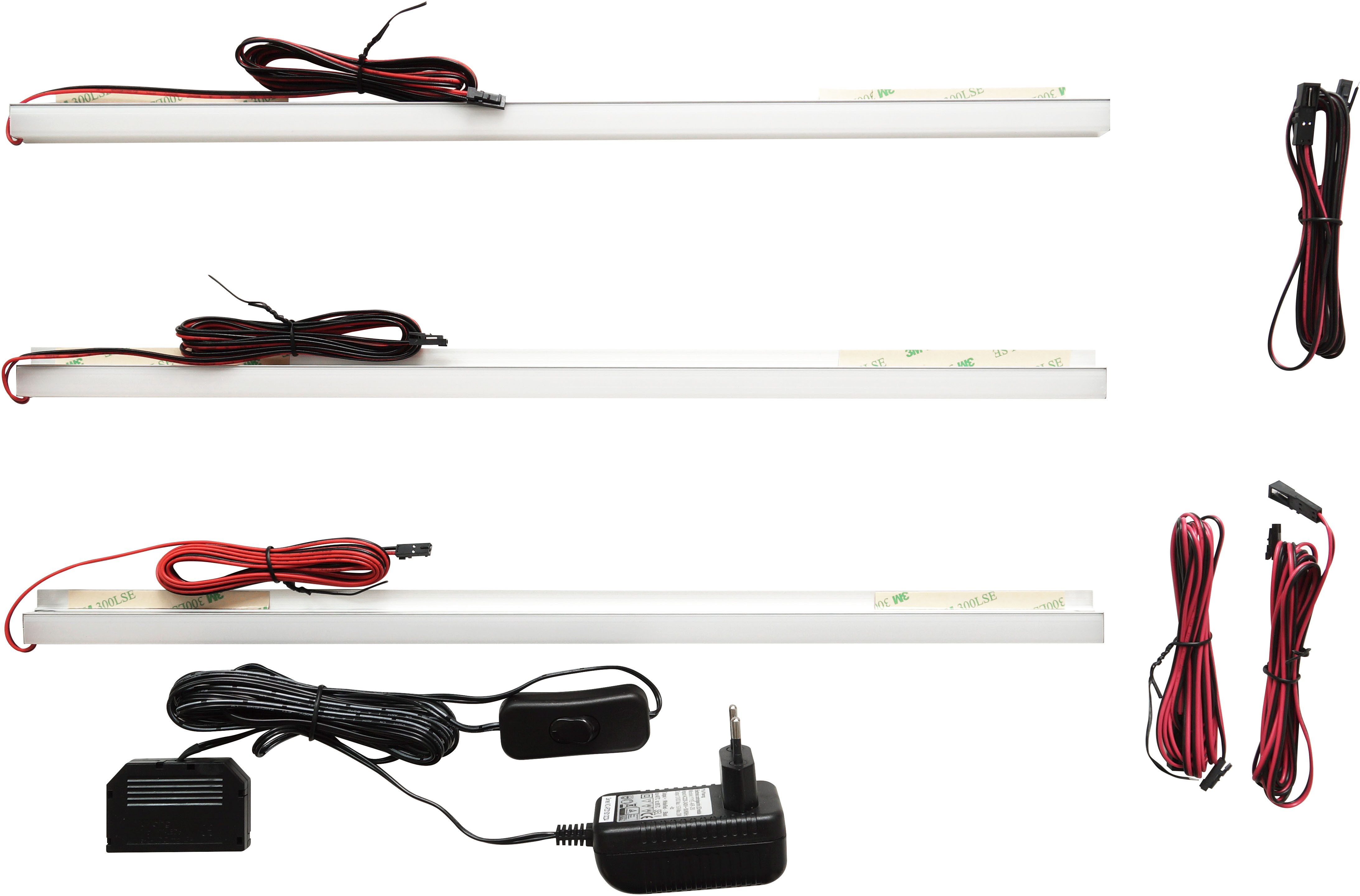 MCA furniture LED-Leuchtmittel MONIZ 3er Set LED Glaskantenbeleuchtung 45 cm, 1 St., Farbwechsler, 3er Set,Farbwechsel,Glasbodenbeleuchtung,Schrankbeleuchtung, LED