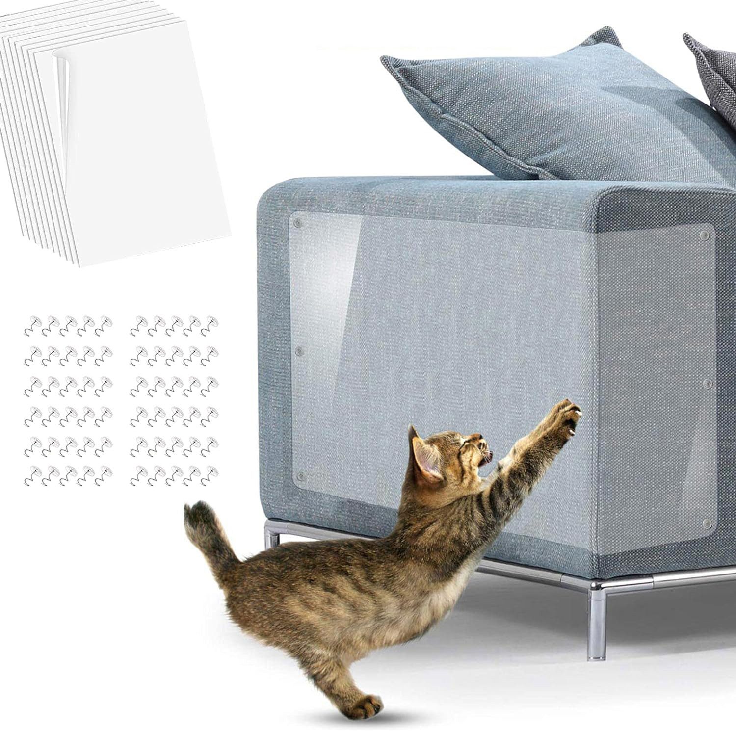 Kratzmatte Kratzfolie Katzen Selbstklebend, Katzen Kratzschutz Sofa Transparent