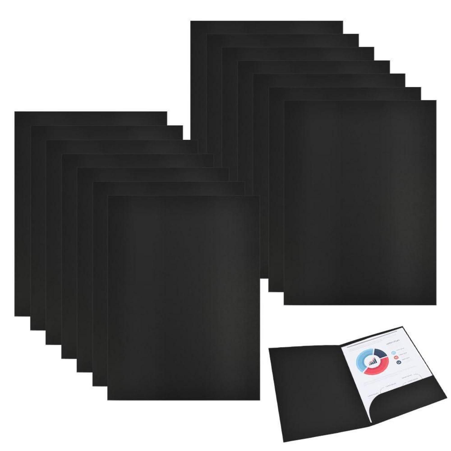 LuxusKollektion Fächermappe Präsentationsmappe A4 Karton Schwarz 15 Stk.