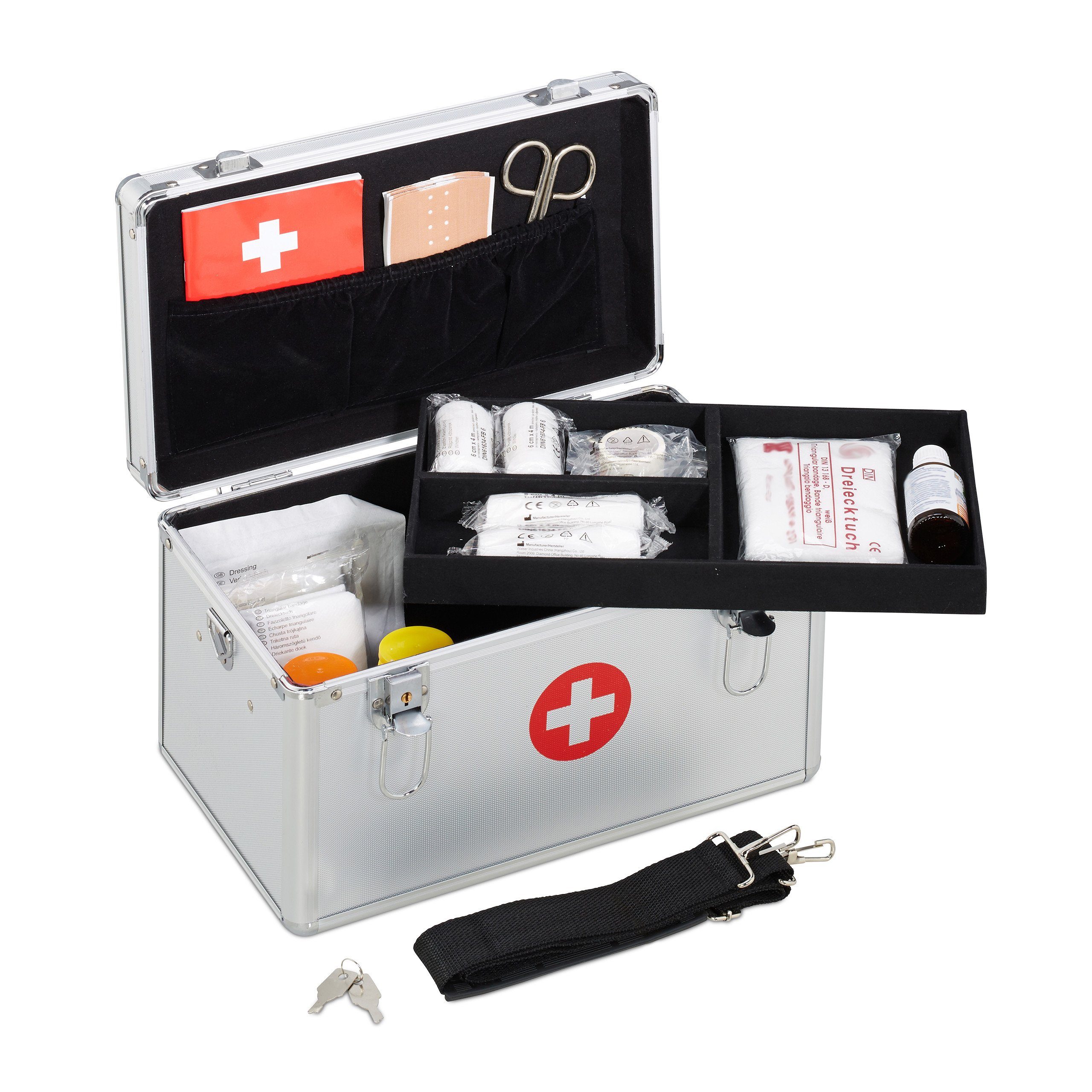 relaxdays Erste-Hilfe-Koffer Aluminium, (1 St)