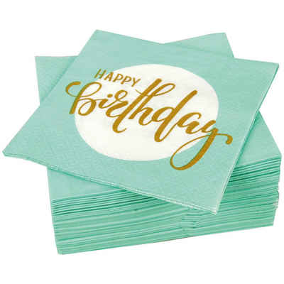 Bestlivings Papierserviette »Happy Birthday«, (40 St), Hochwertige Servietten (40er-120er Pack) 33x33 cm, 3-lagig - Partyservietten mit Motiv "Happy Birthday" - für Party, Geburtstag oder Feiern