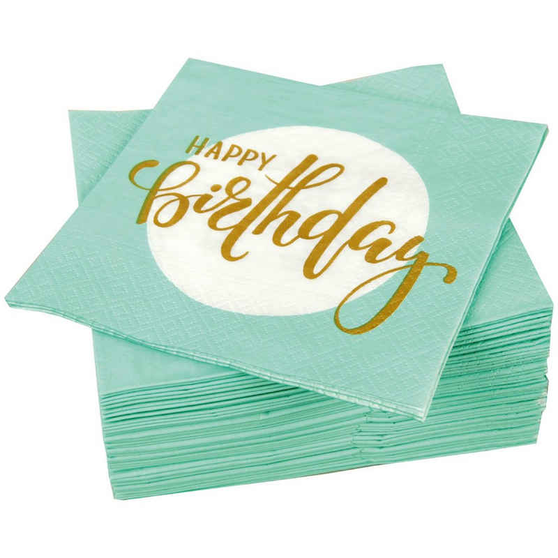 Bestlivings Papierserviette Happy Birthday, (40 St), Hochwertige Servietten (40er-120er Pack) 33x33 cm, 3-lagig - Partyservietten mit Motiv "Happy Birthday" - für Party, Geburtstag oder Feiern