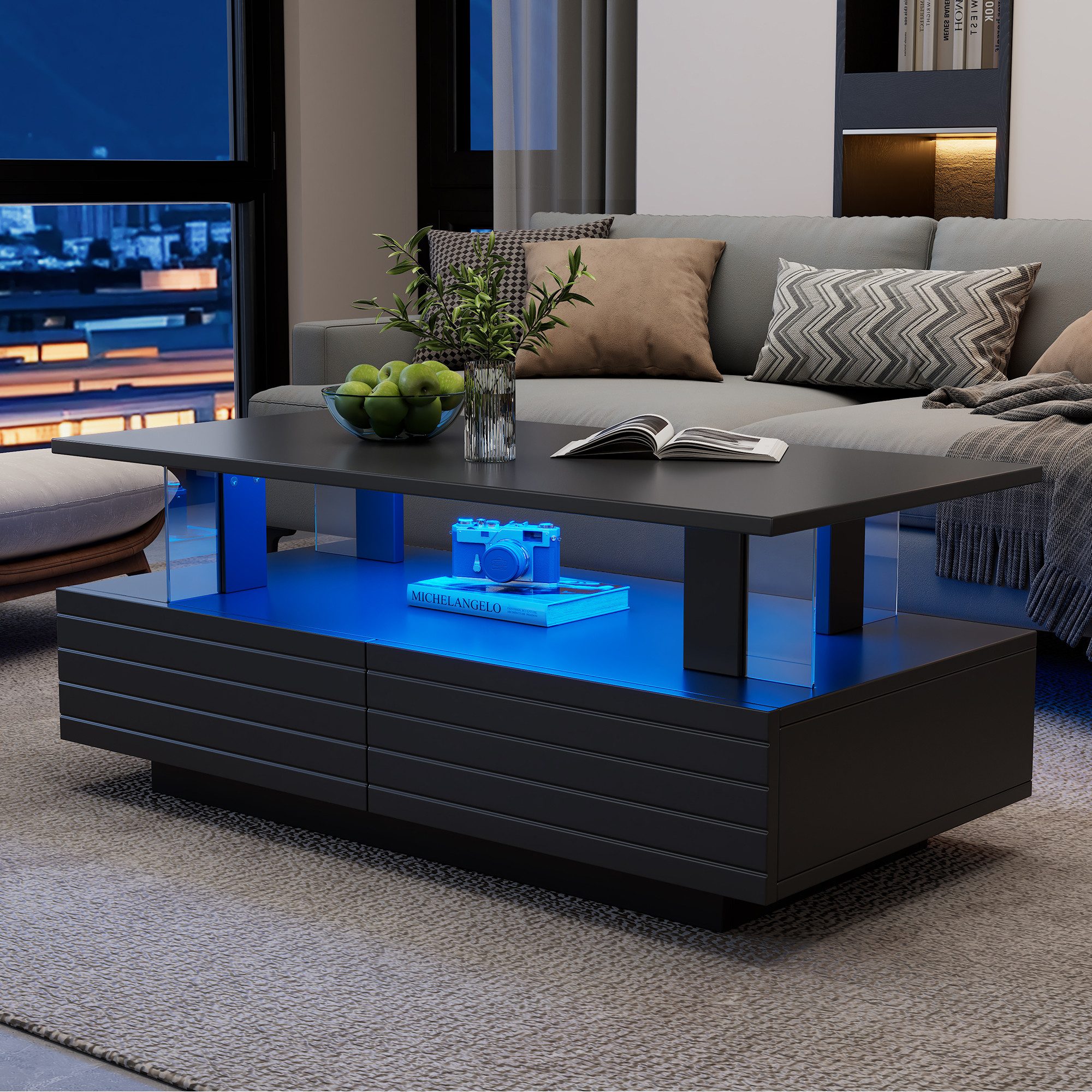 HAUSS SPOLE Couchtisch mit LED-Beleuchtung, Bluetooth-Handy-App-Steuerung günstig online kaufen