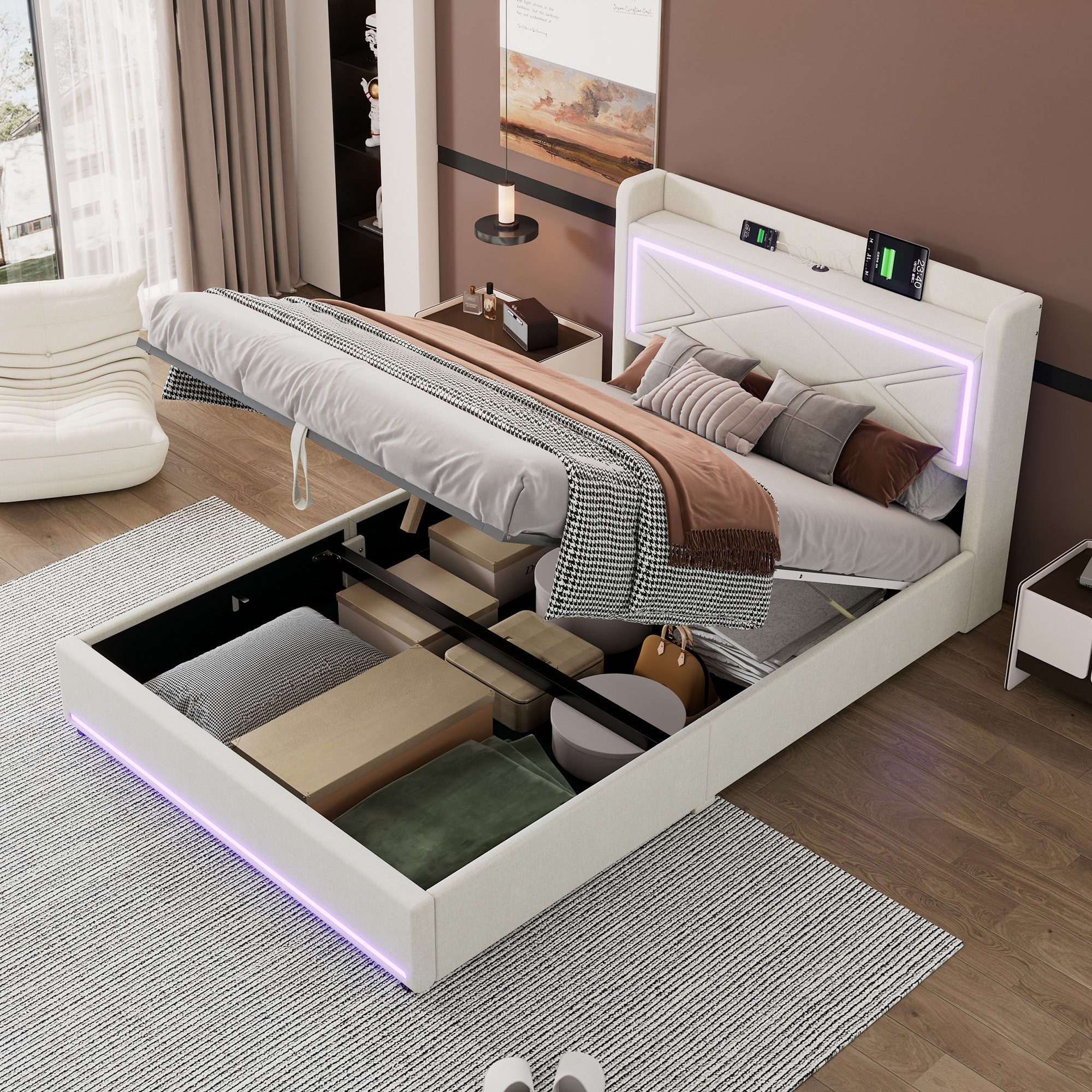 STILVORA Polsterbett 140×200 mit matratze und günstig online kaufen