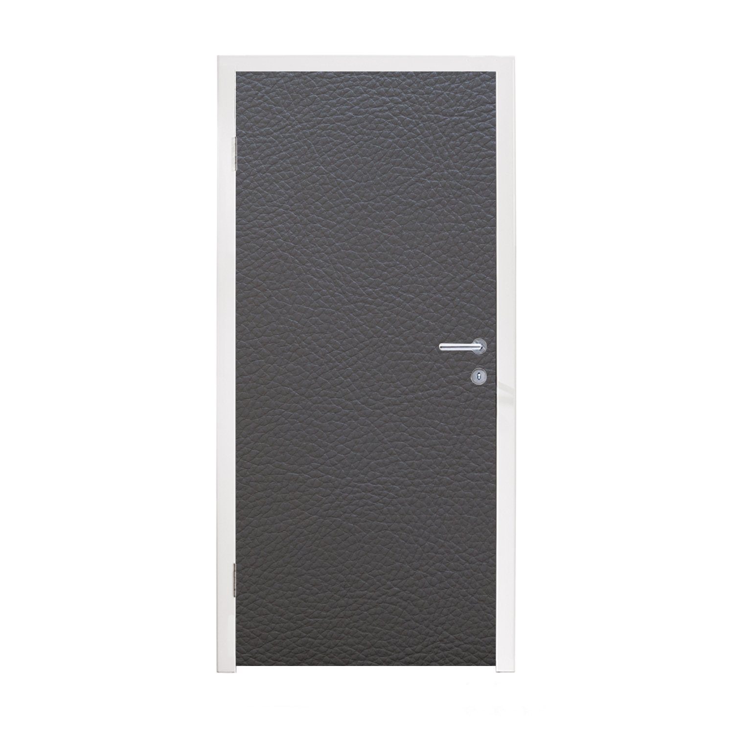 MuchoWow Türtapete Leder - Strukturiert - Leder-Optik - Grau, Matt, bedruckt, (1 St), Fototapete für Tür, Türaufkleber, 75x205 cm