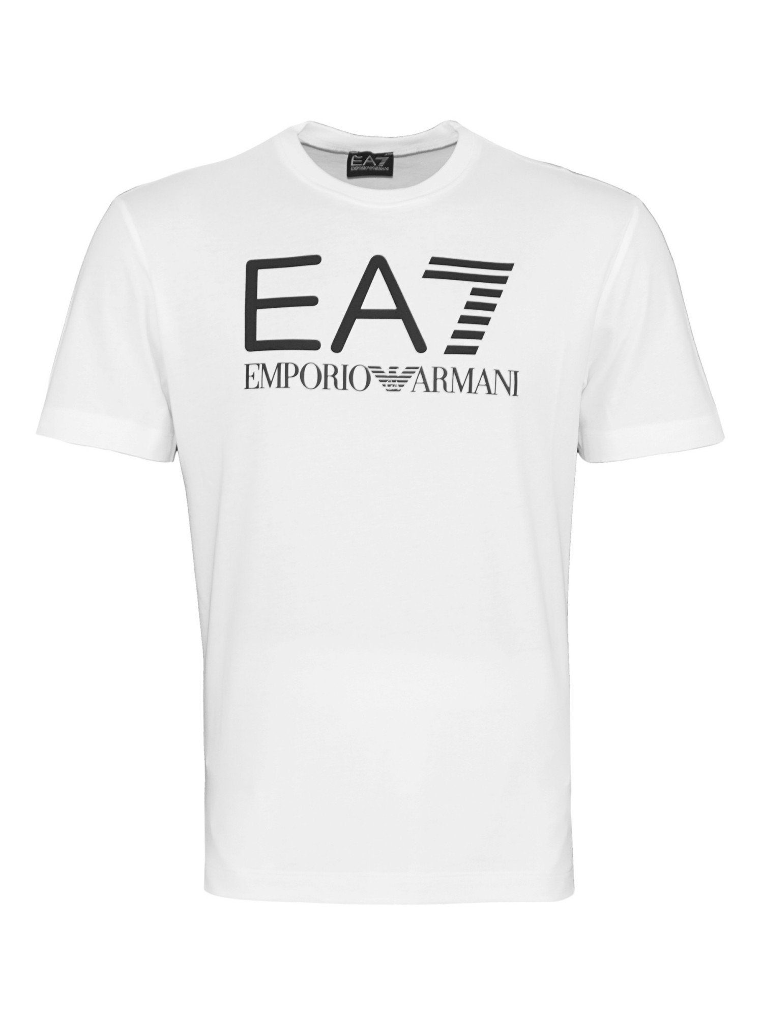 Emporio Rundhalsausschnitt Armani Tee (1-tlg) Logo Shirt weiss T-Shirt mit