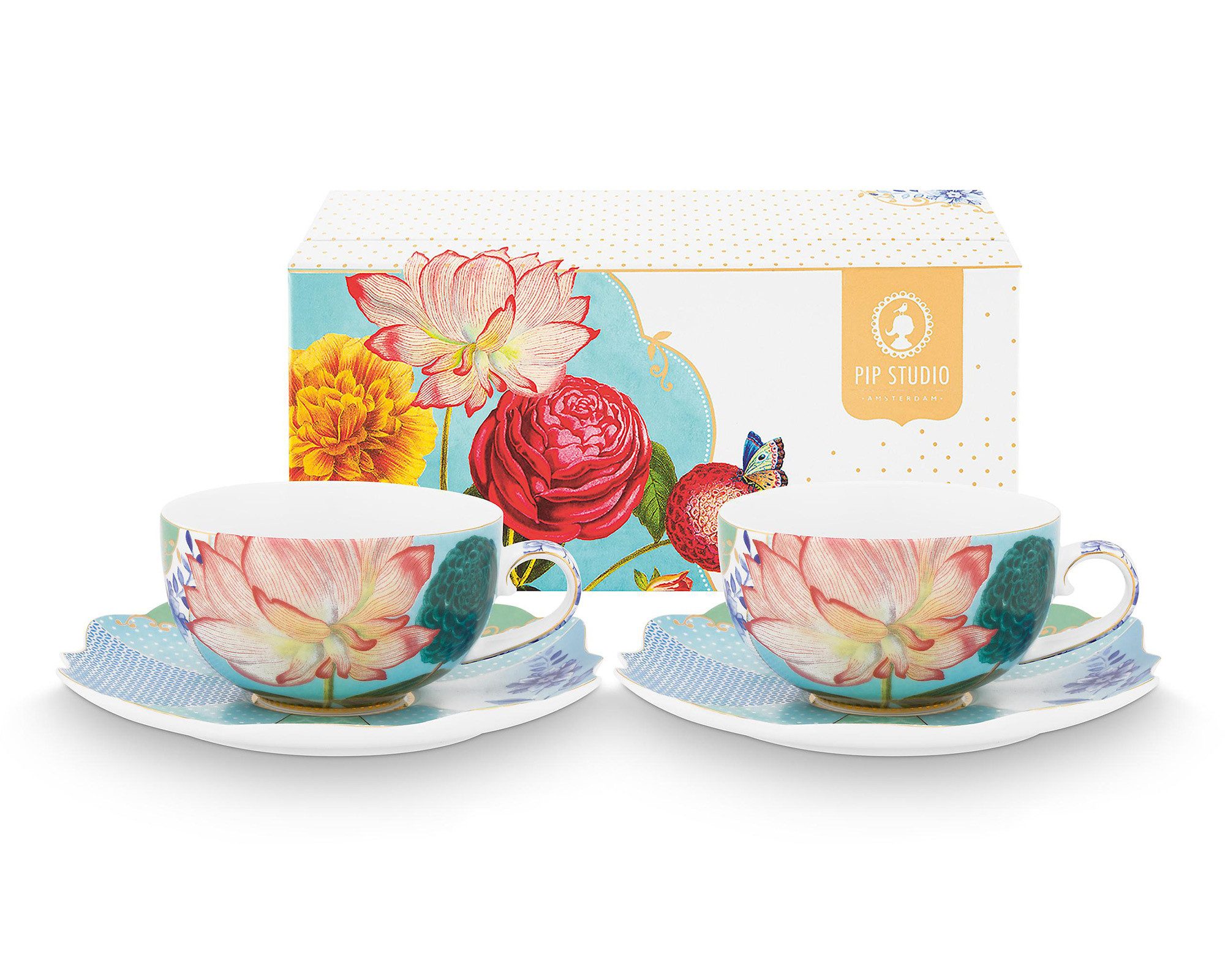 PiP Studio Geschirr Pip Studio 2er Set Teetasse & Untertasse Royal, Flowers