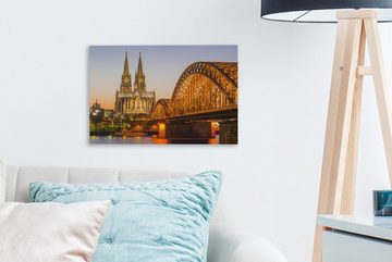 OneMillionCanvasses® Leinwandbild Köln - Brücke - Kuppel, (1 St), Wandbild Leinwandbilder, Aufhängefertig, Wanddeko, 30x20 cm