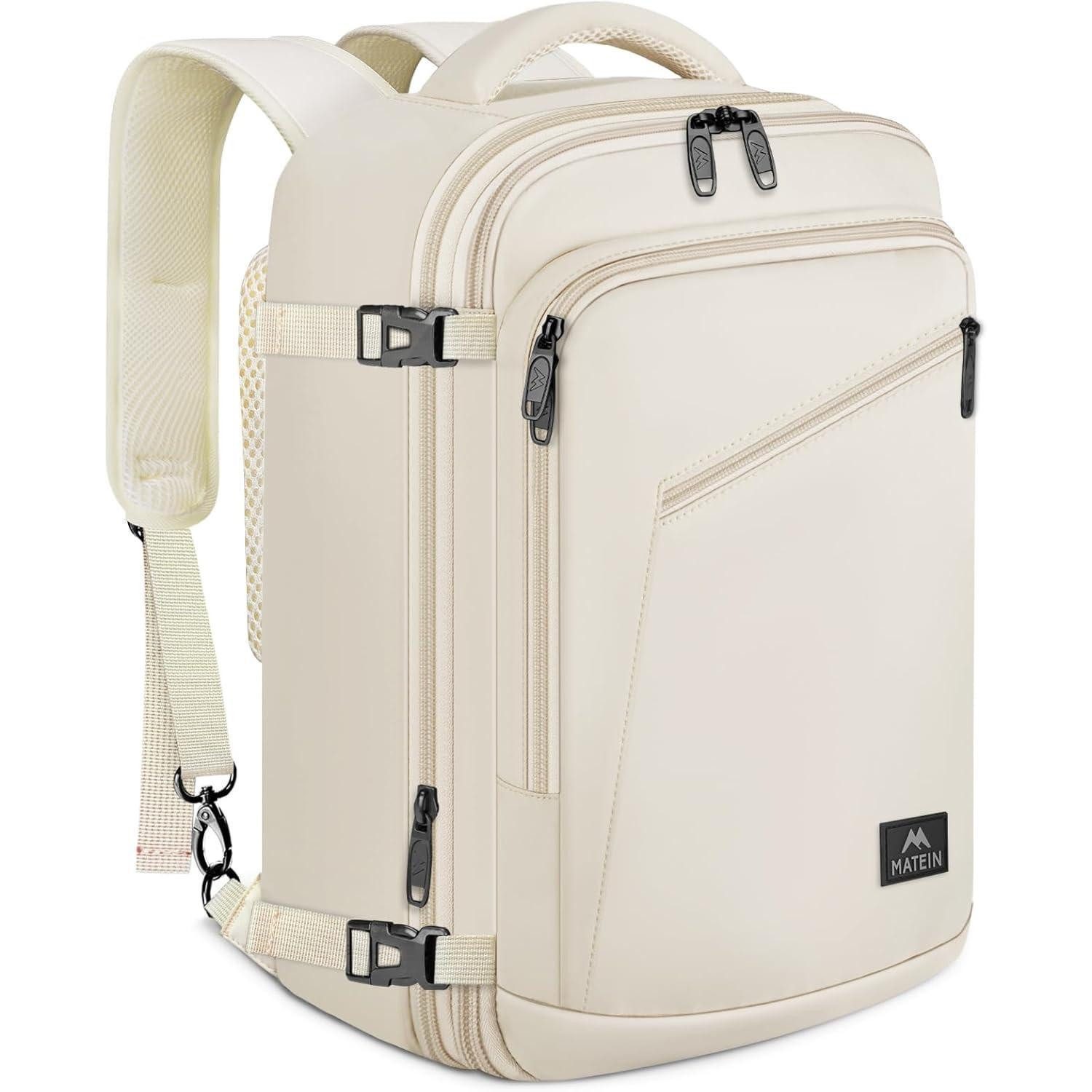 LuxusKollektion Handgepäck-Trolley Handgepäck Rucksack Damen 40x30x20 Ryanair 40x30x20cm Beige