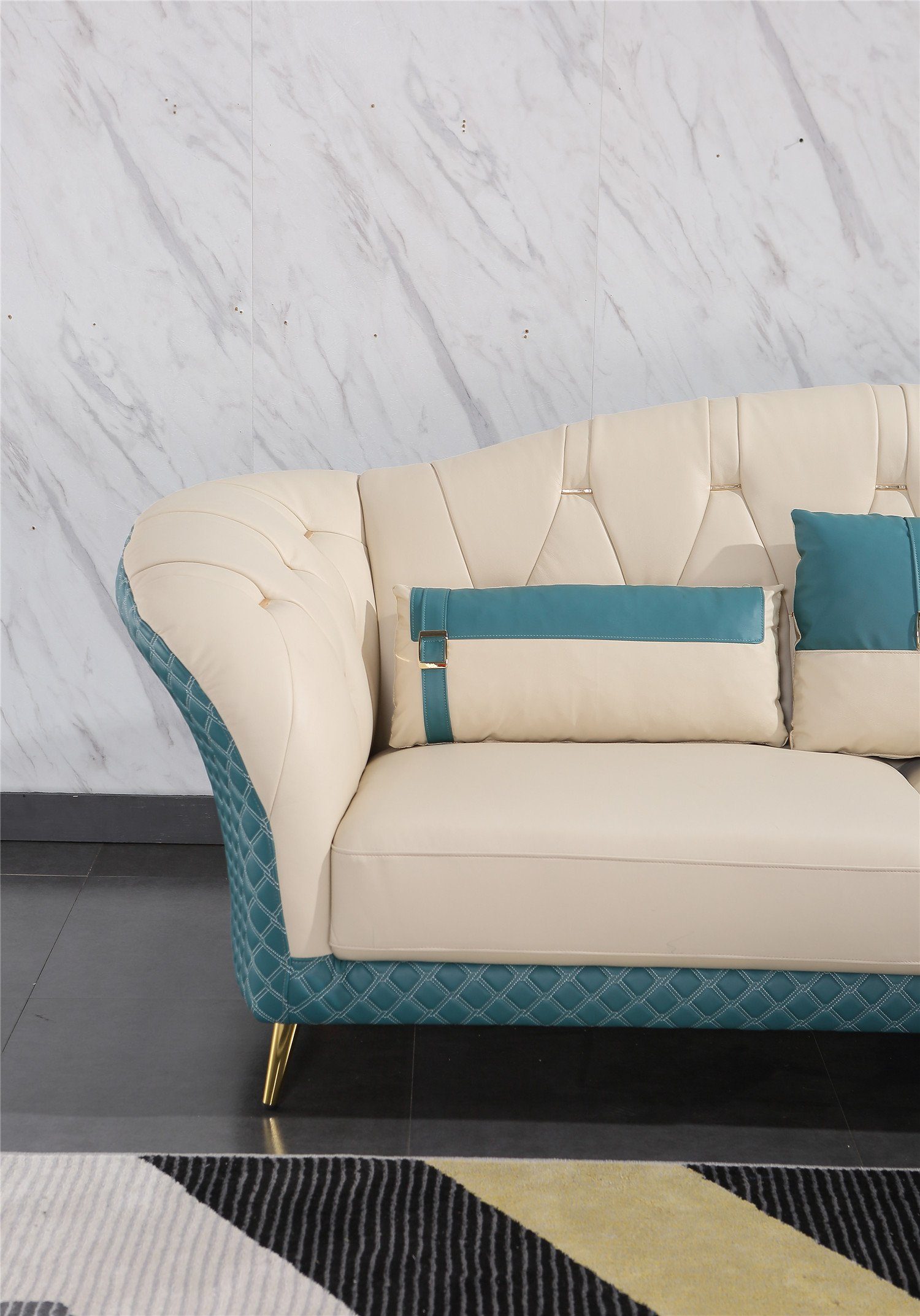 Sofagarnitur Design Couche, 3+2+1 Sitzer JVmoebel Blau Sofa Polster Made Europe Sofa in Moderne Set