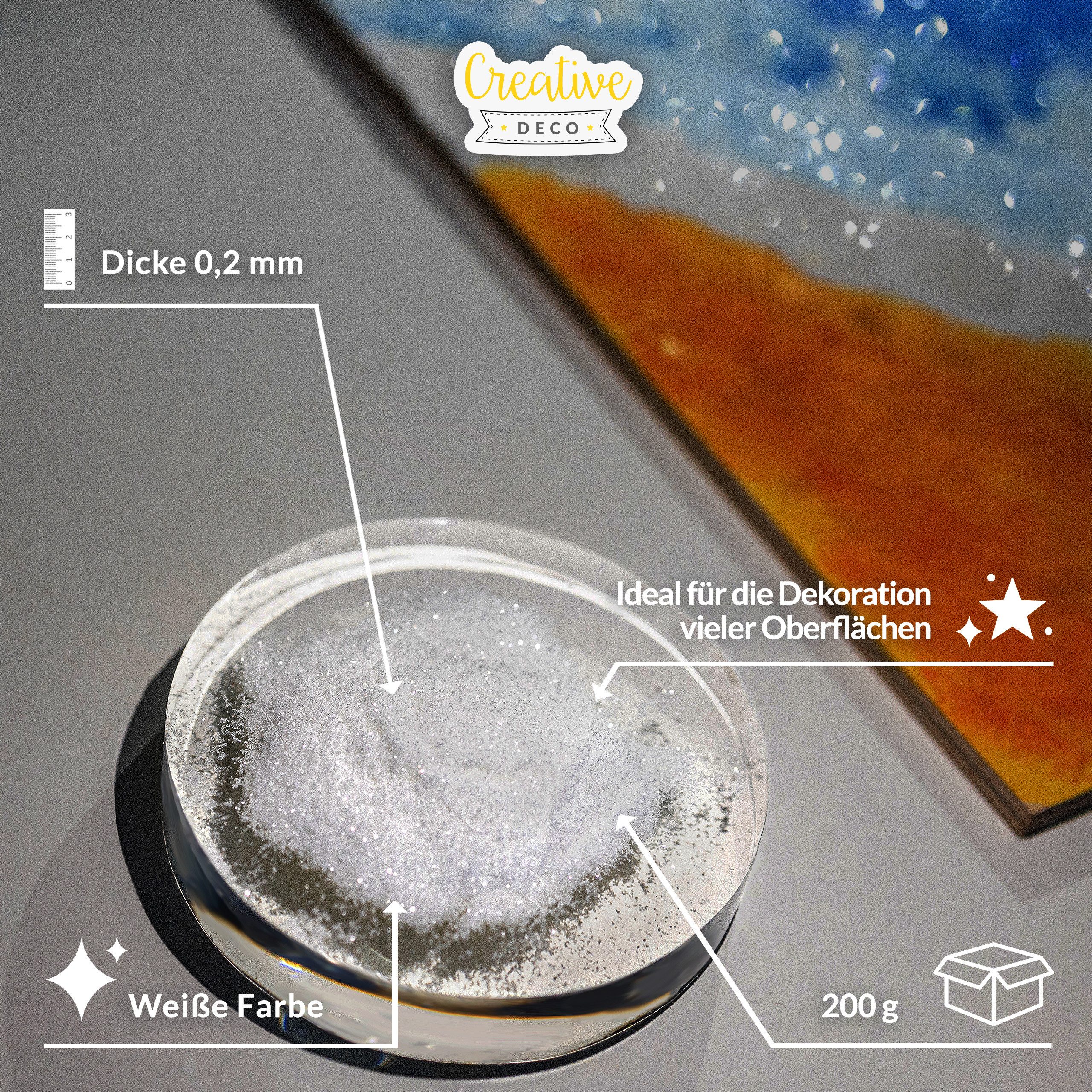 Creative Deco Bastelnaturmaterial 200g Holographischer Glitzerpulver für Wandfarbe