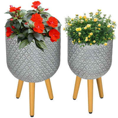 Outsunny Pflanzkübel Pflanzenständer, wetterbeständig, abnehmbare Beine (Set, 2 St., Blumentöpfe-Set), rund