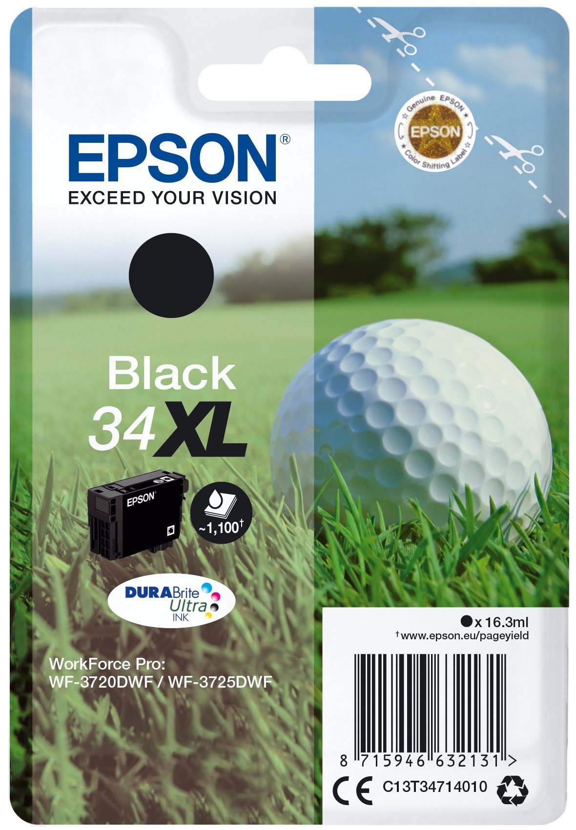 Epson Epson DURABrite Tintenpatrone schwarz Singlepack ball Golf Ink 34XL Black Ultra