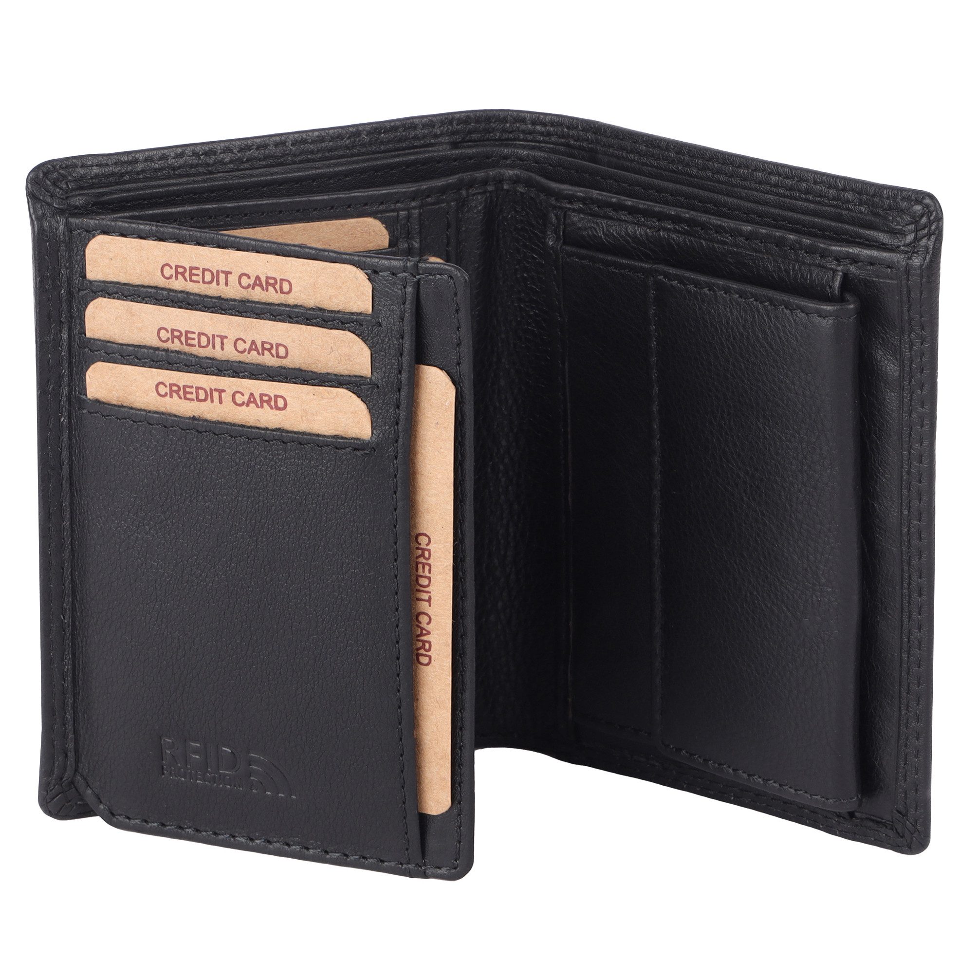 Benthill Geldbörse Herren Echt Leder Geldbeutel RFID Männer Portemonnaie Slim Portmonee, RFID-Schutz Kartenfächer Münzfach