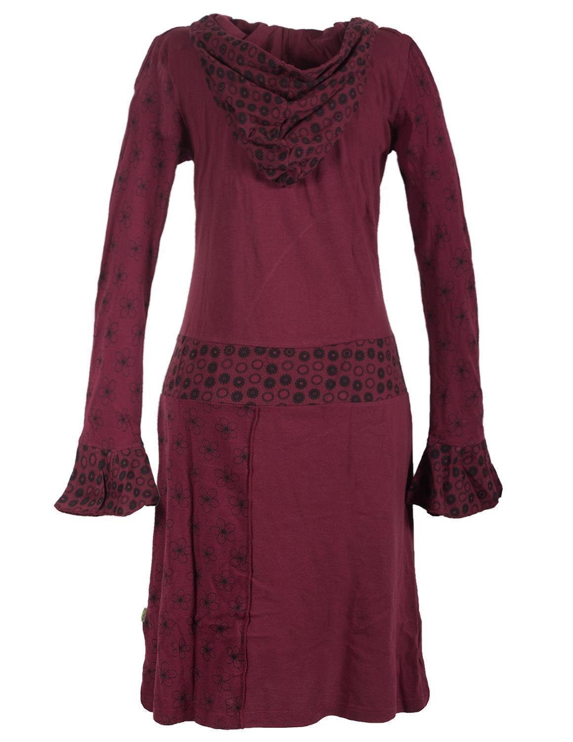 Vishes Zipfelkleid Langarm Blümchen Kapuzenkleid mit V-Ausschnitt Hippie, H günstig online kaufen