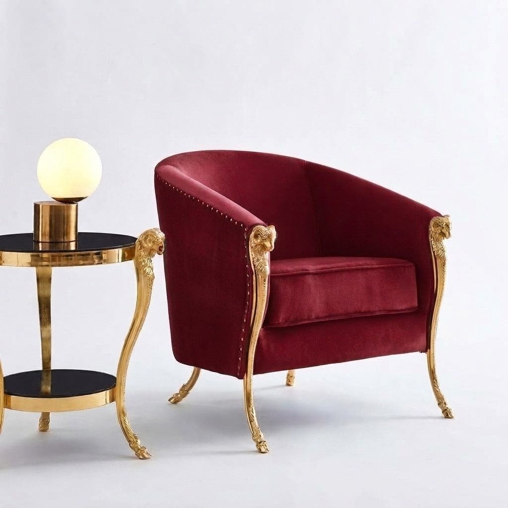 Xlmoebel Loungesessel Luxus Sessel in Grün mit Polsterung und goldenen Füßen (Sessel), Hergestellt in Europa