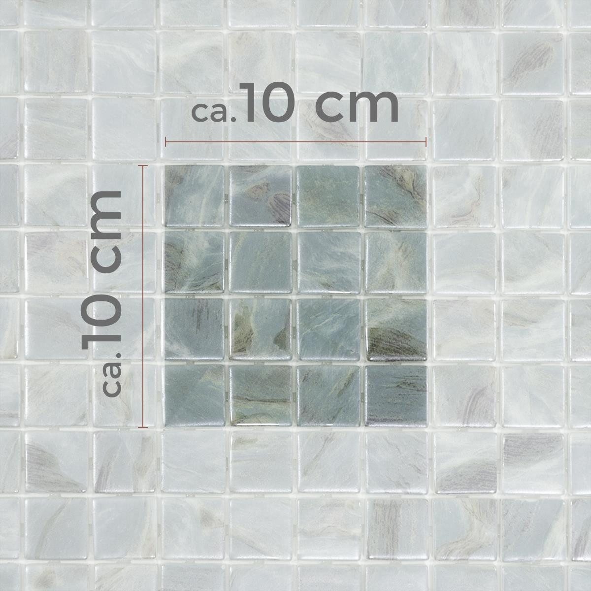 Mosafil Mosaikfliesen Muster von Glas Schwimmbad Pool Mosaik Alassio 25, Glas-Ecoglas 10.000x10.000, grau, Punktverklebt - Frostsicher - Wasserdicht - Wasserfest - Rutschfest