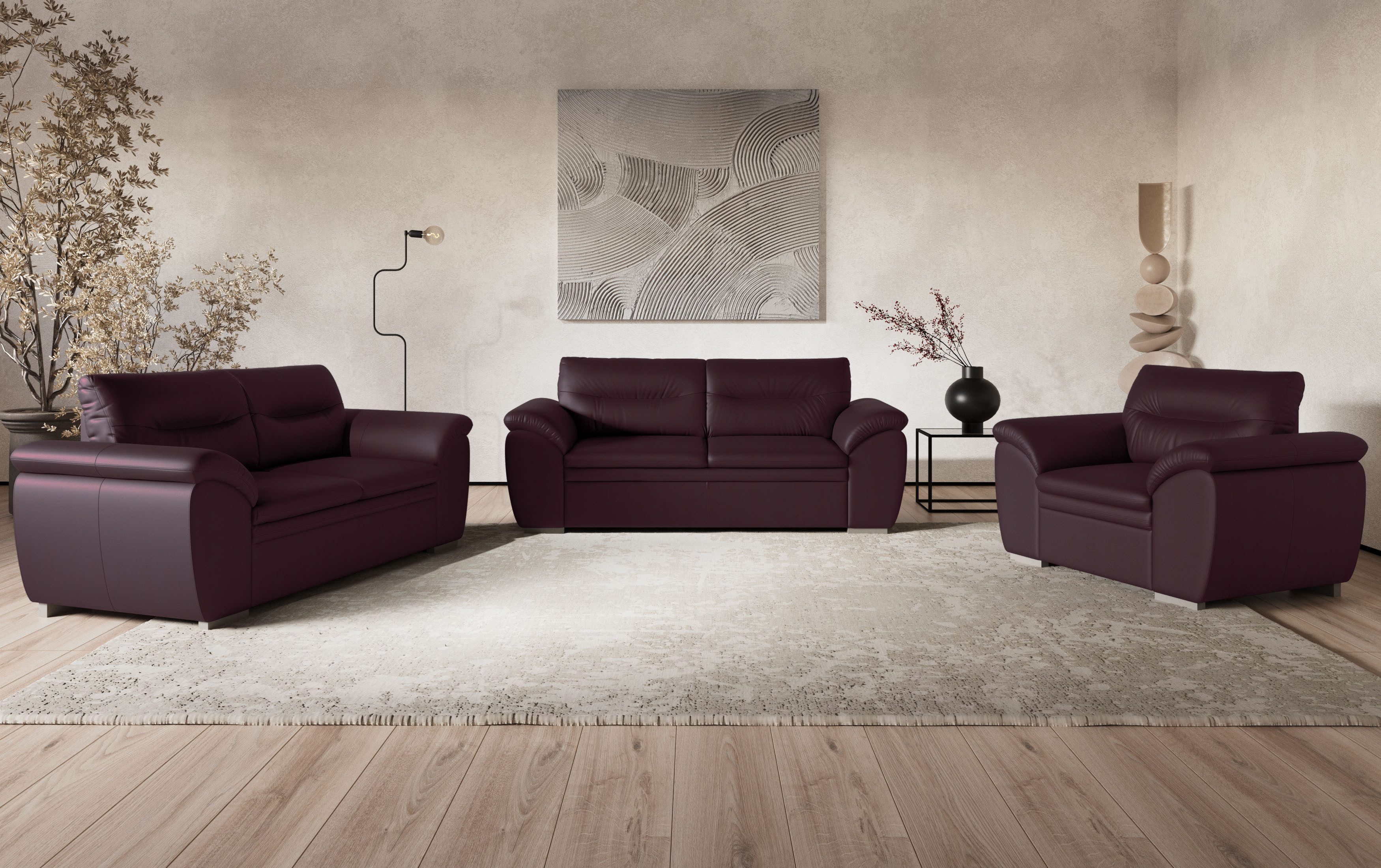 COTTA Polstergarnitur Leandra, Set bestehend aus: 2-Sitzer & 2,5-Sitzer