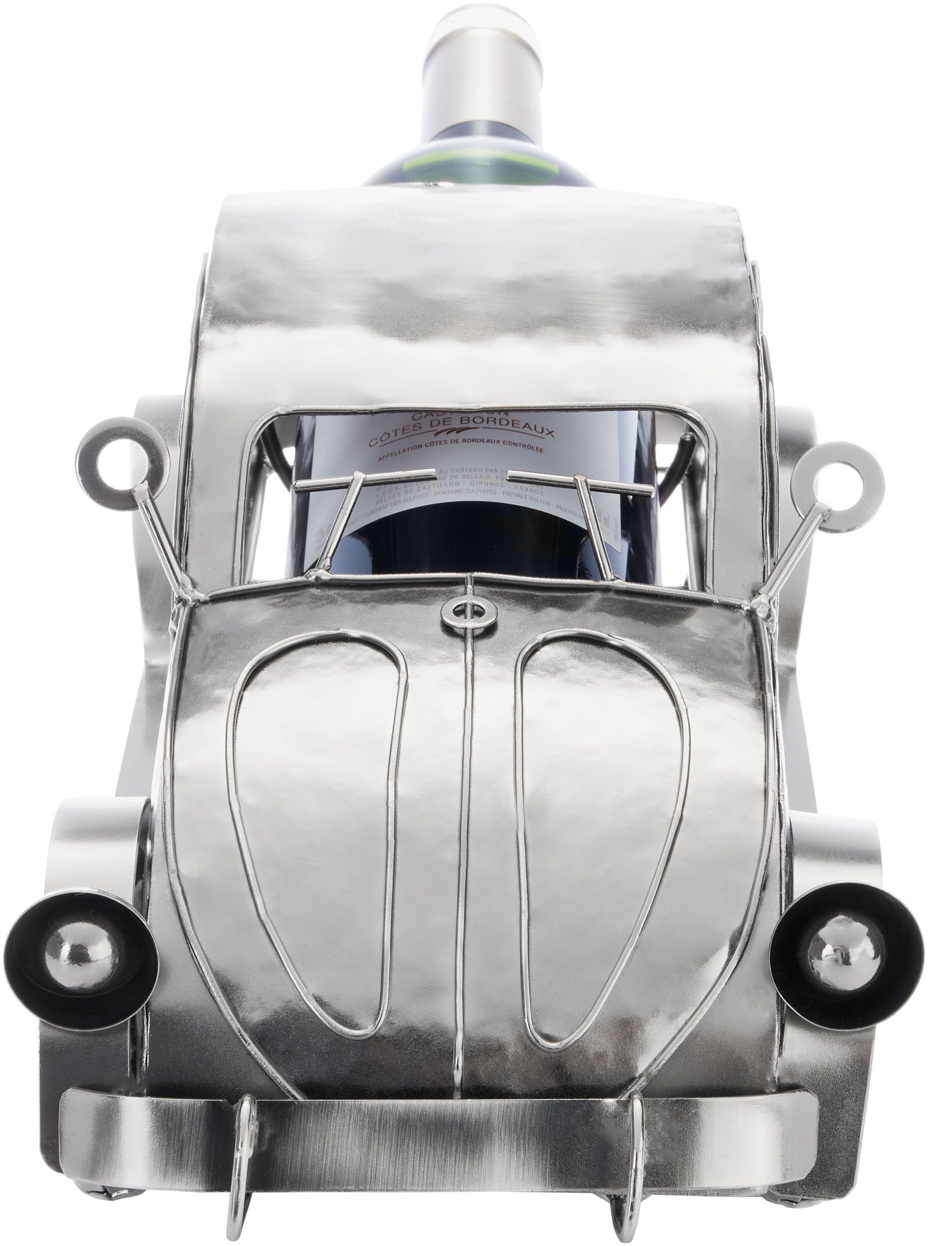 BRUBAKER Weinflaschenhalter Flaschenhalter Nostalgisches Auto - 32 cm Weinflaschen Dekoration, (1-St., Oldtimer), Metall Wein Geschenk mit Grußkarte – Bild 5 von 5