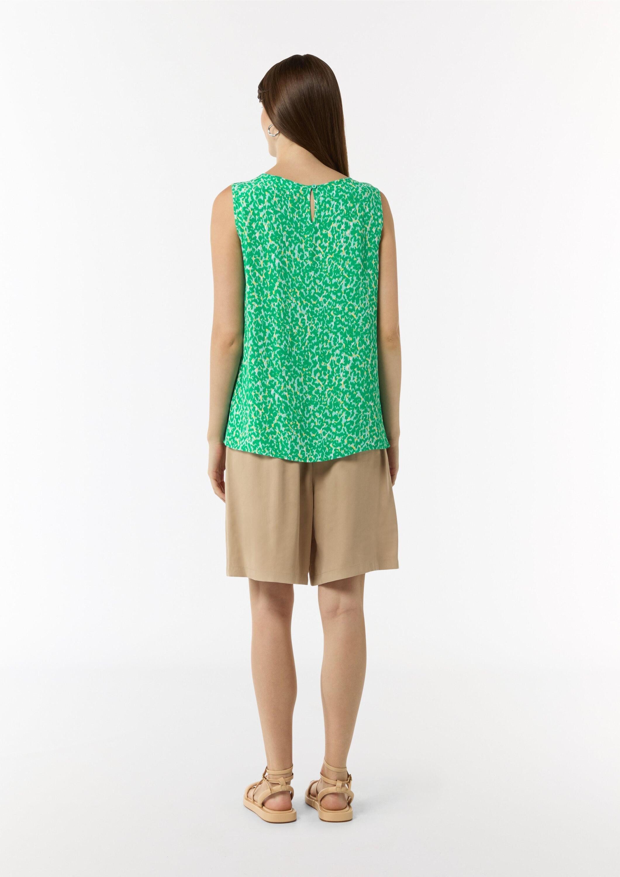 comma Blusentop Bluse Ärmellose Bluse mit All-over-Print